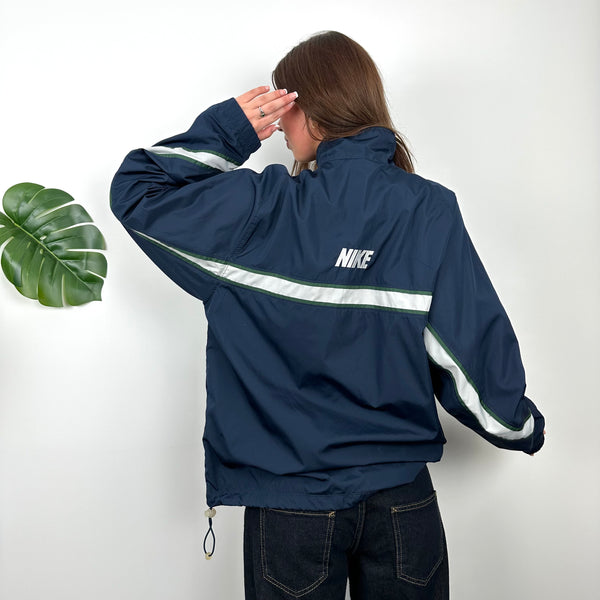 Nike Navy Embroidered Swoosh Windbreaker Jacket (M)