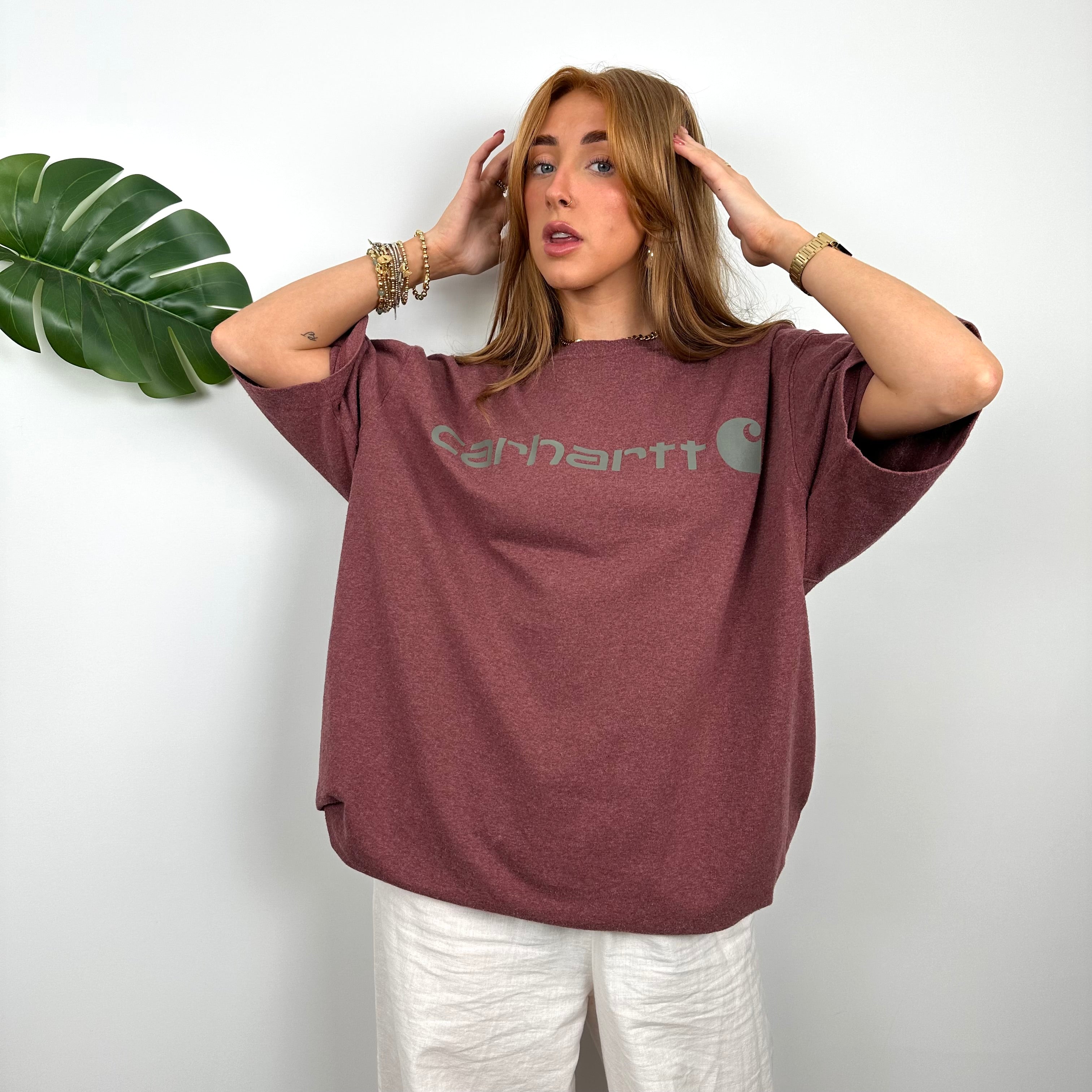 Carhartt RARE Maroon Spell Out T Shirt (L)