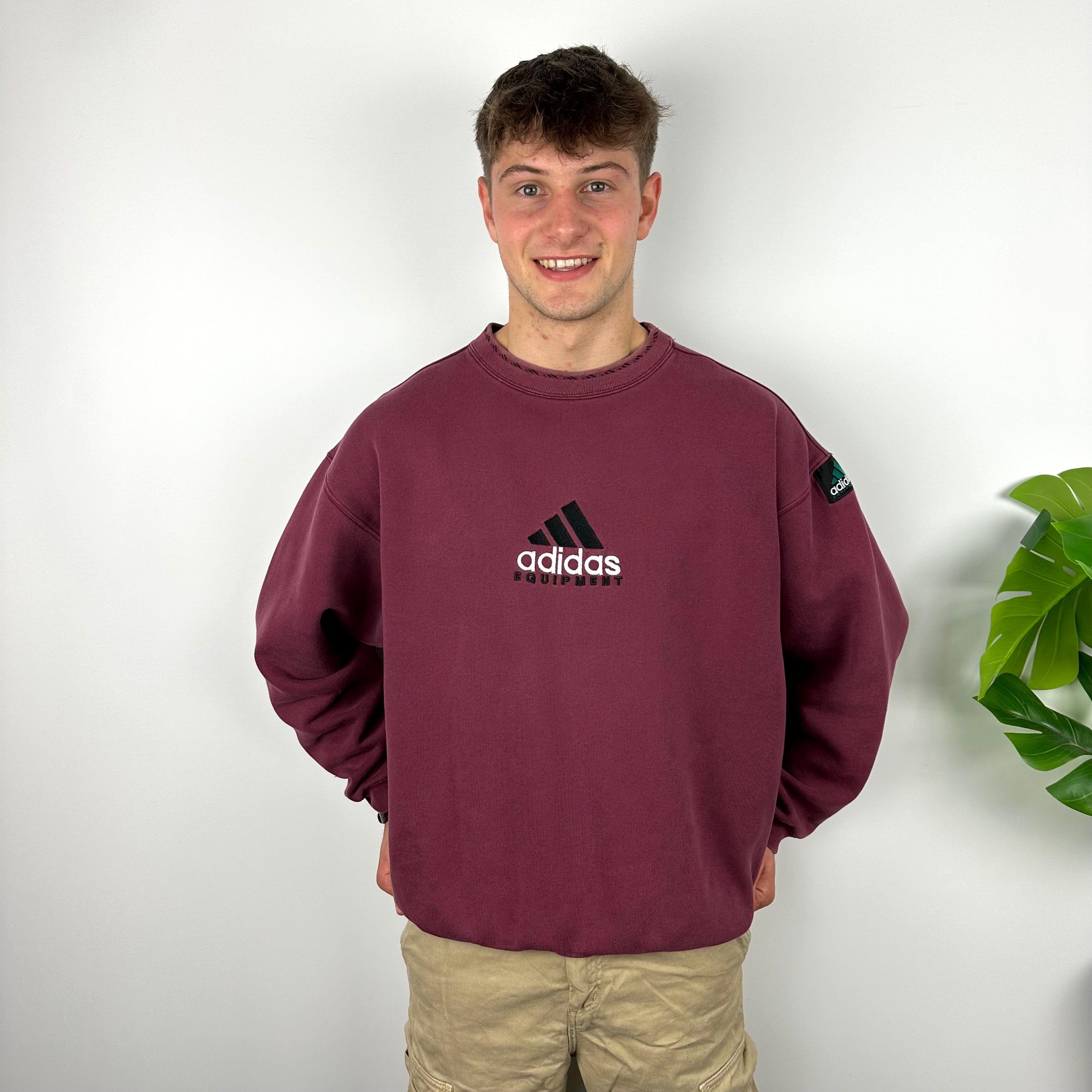 Adidas Equipment RARE Maroon Embroidered Spell Out Sweatshirt (L)