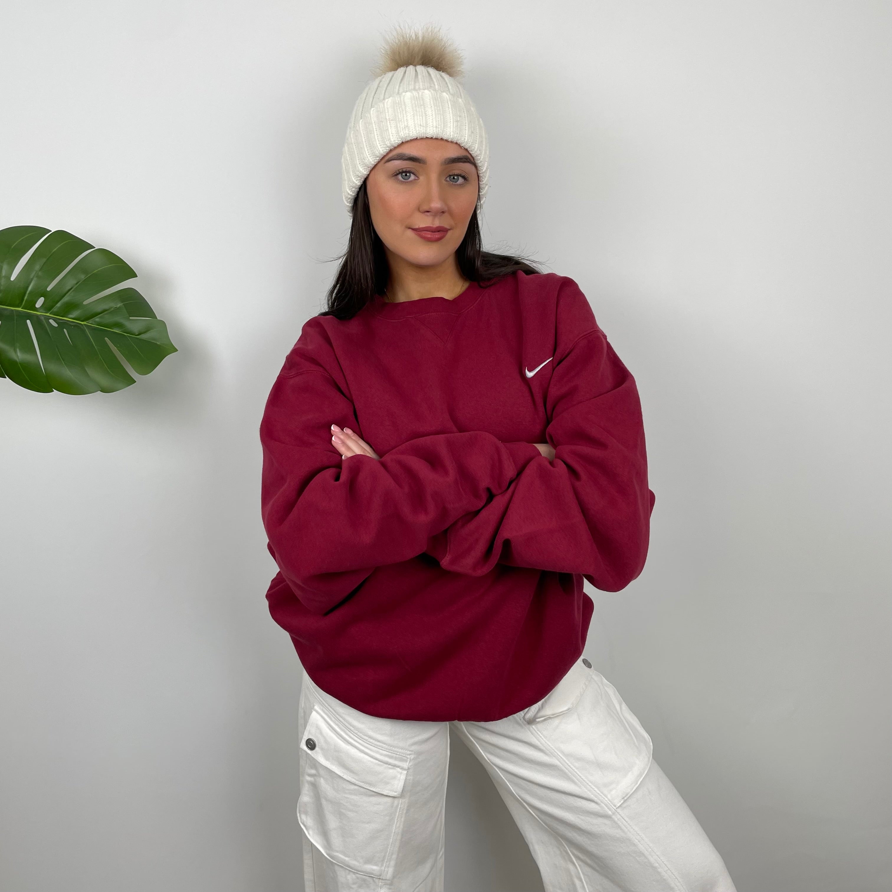 Nike Red Embroidered Swoosh Sweatshirt (XXL)
