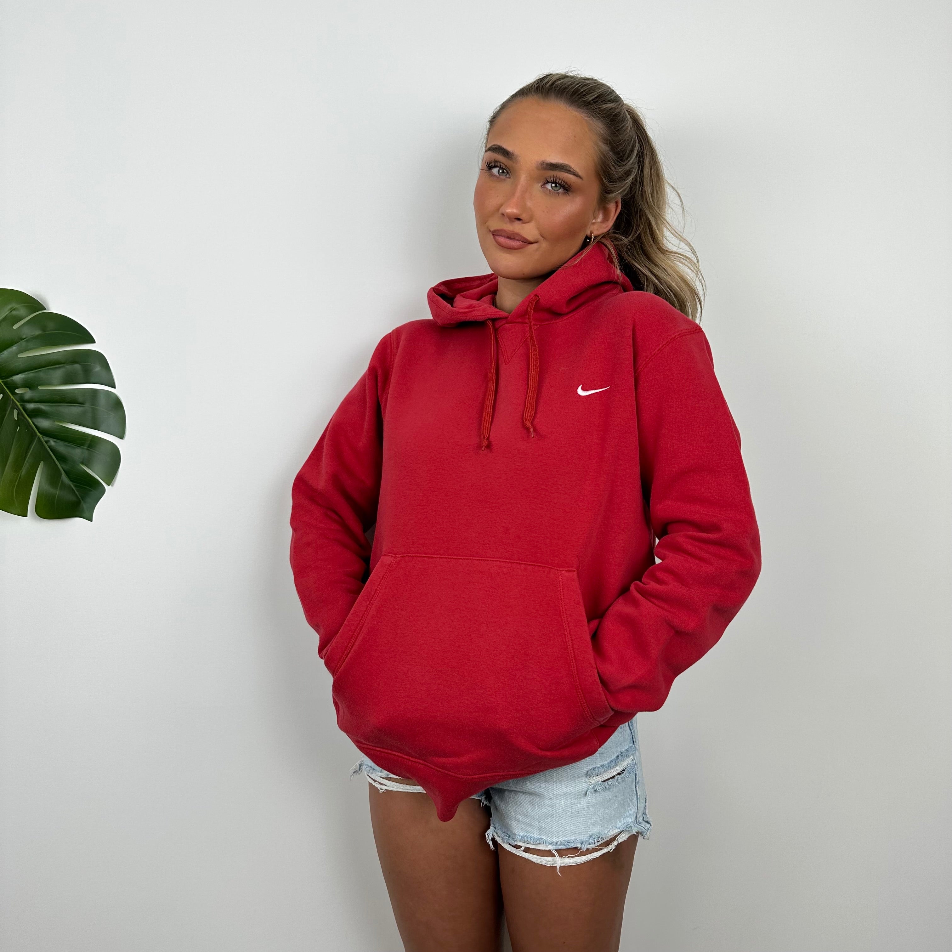 Nike Red Embroidered Swoosh Hoodie (M)