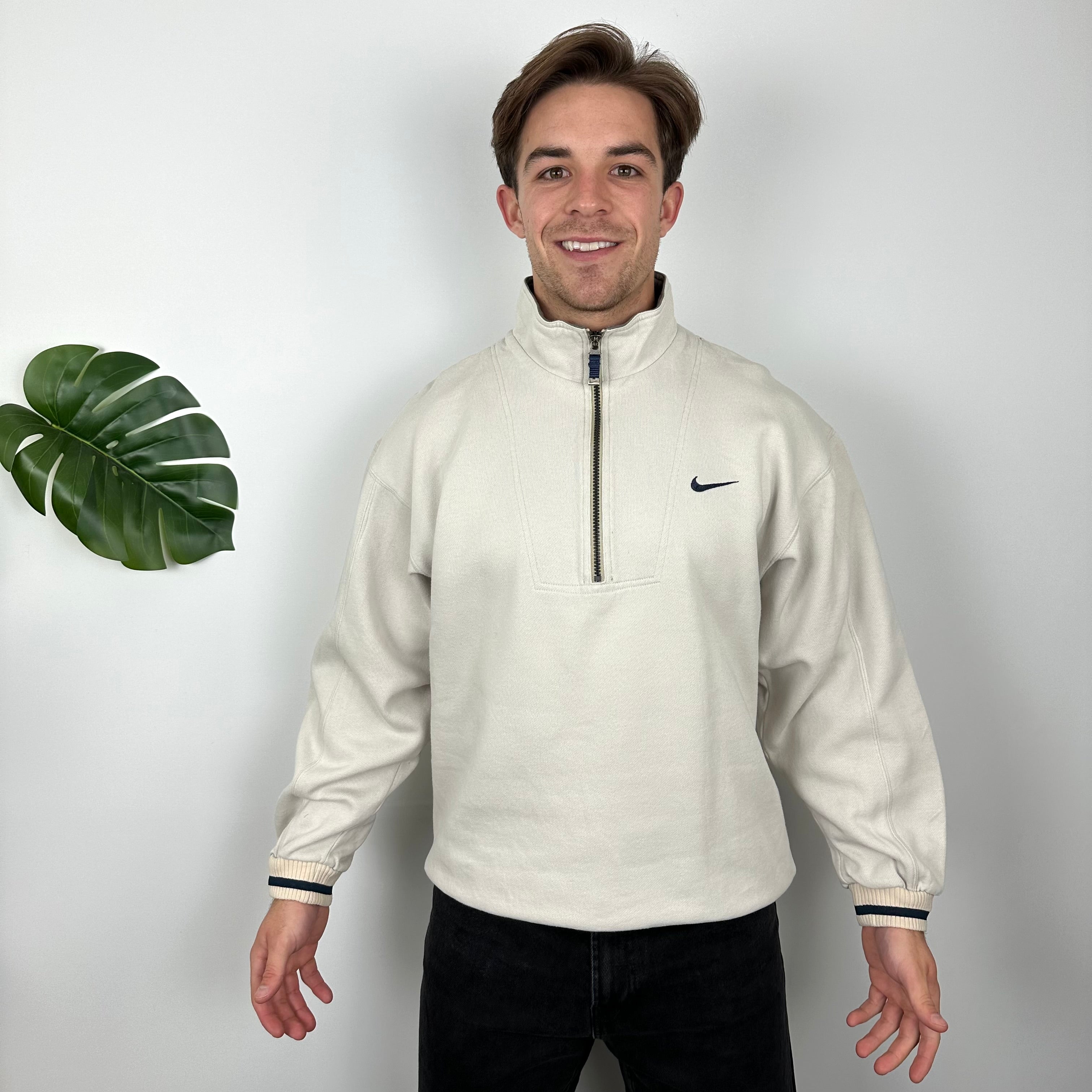 Nike RARE Cream Embroidered Spell Quarter Zip Sweatshirt (M)