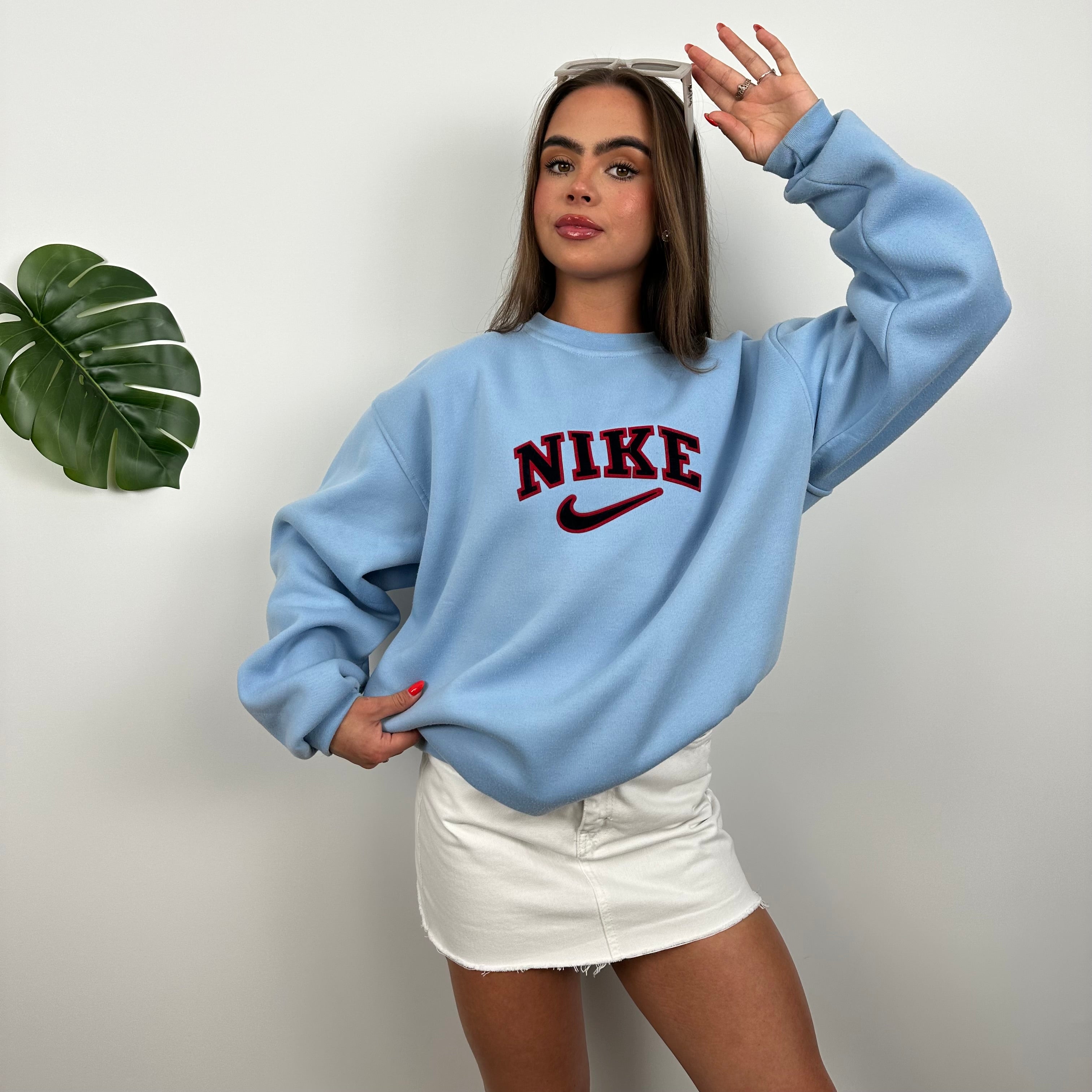 Nike Blue Embroidered Spell Out Sweatshirt (L)