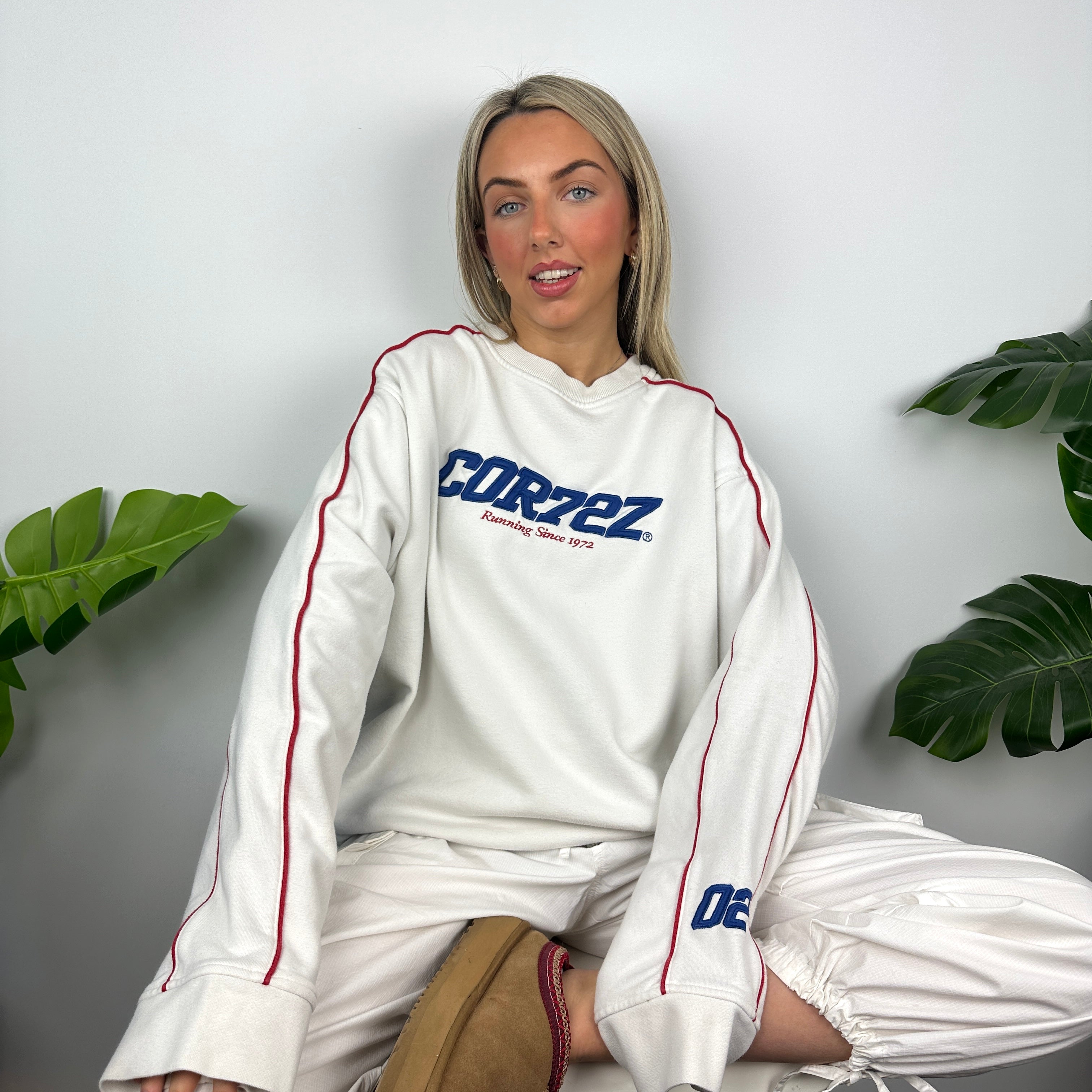 Nike Cortez White Embroidered Spell Out Sweatshirt (XL)