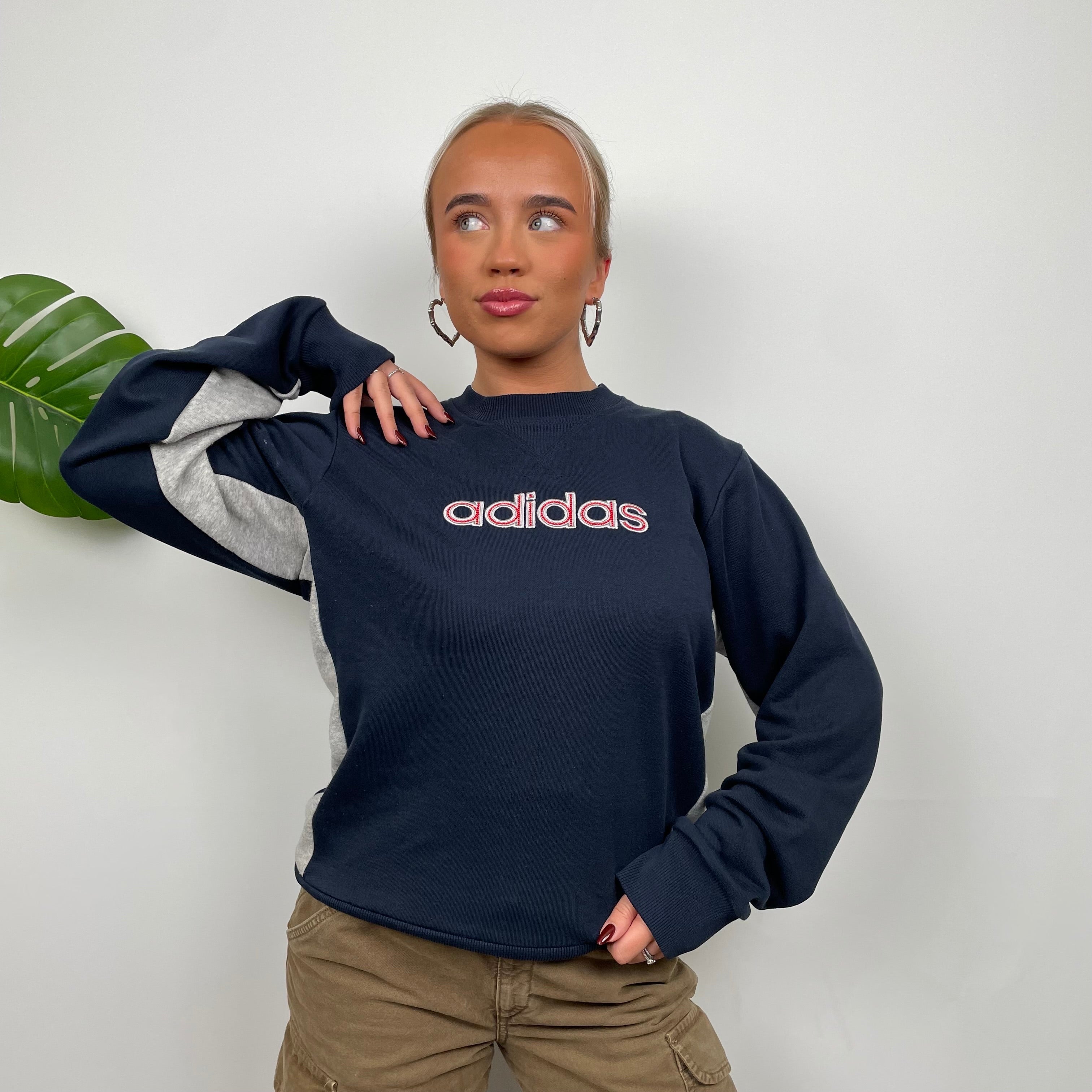 Adidas Navy Embroidered Spell Out Sweatshirt (M)