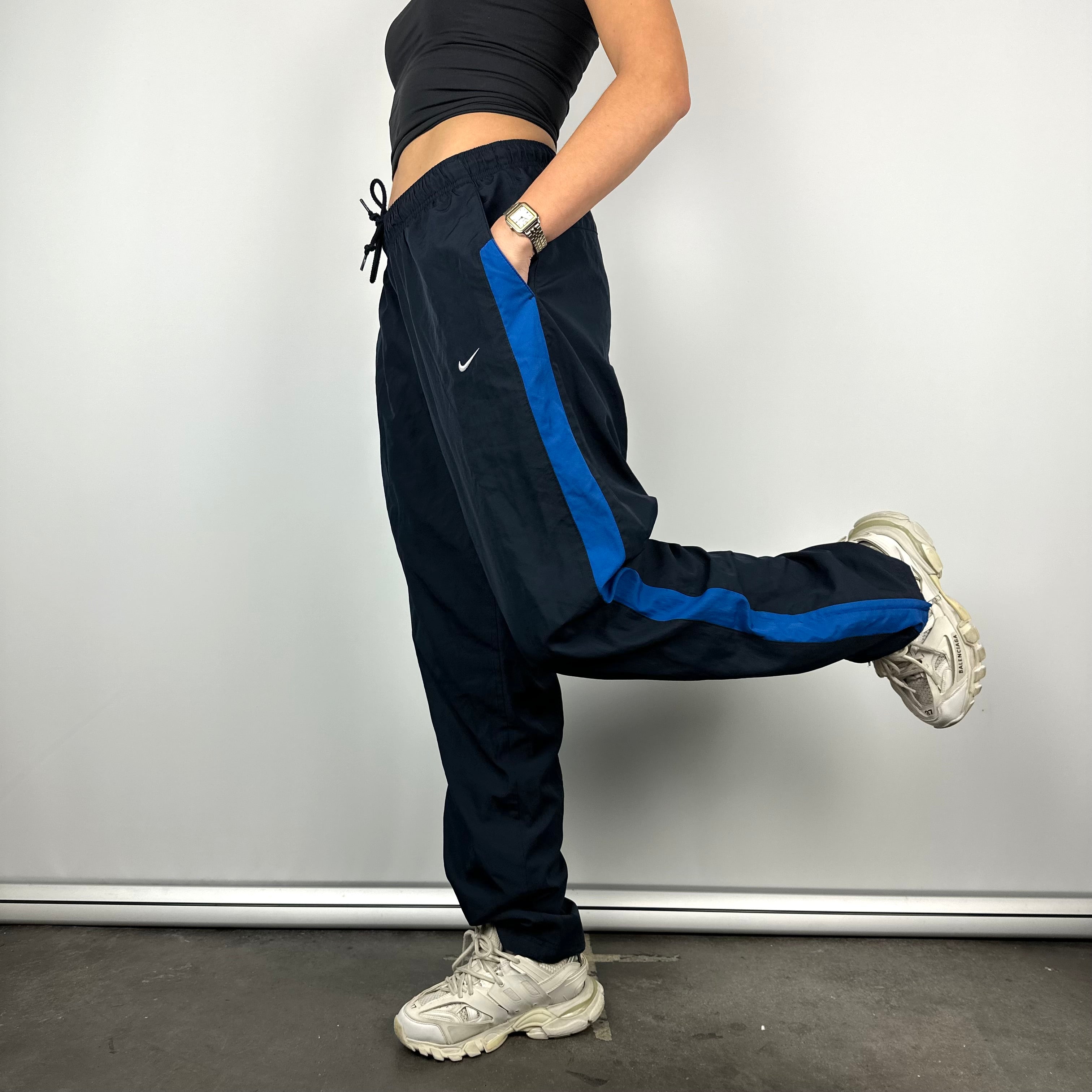 Nike Navy Embroidered Swoosh Track Pants (M)