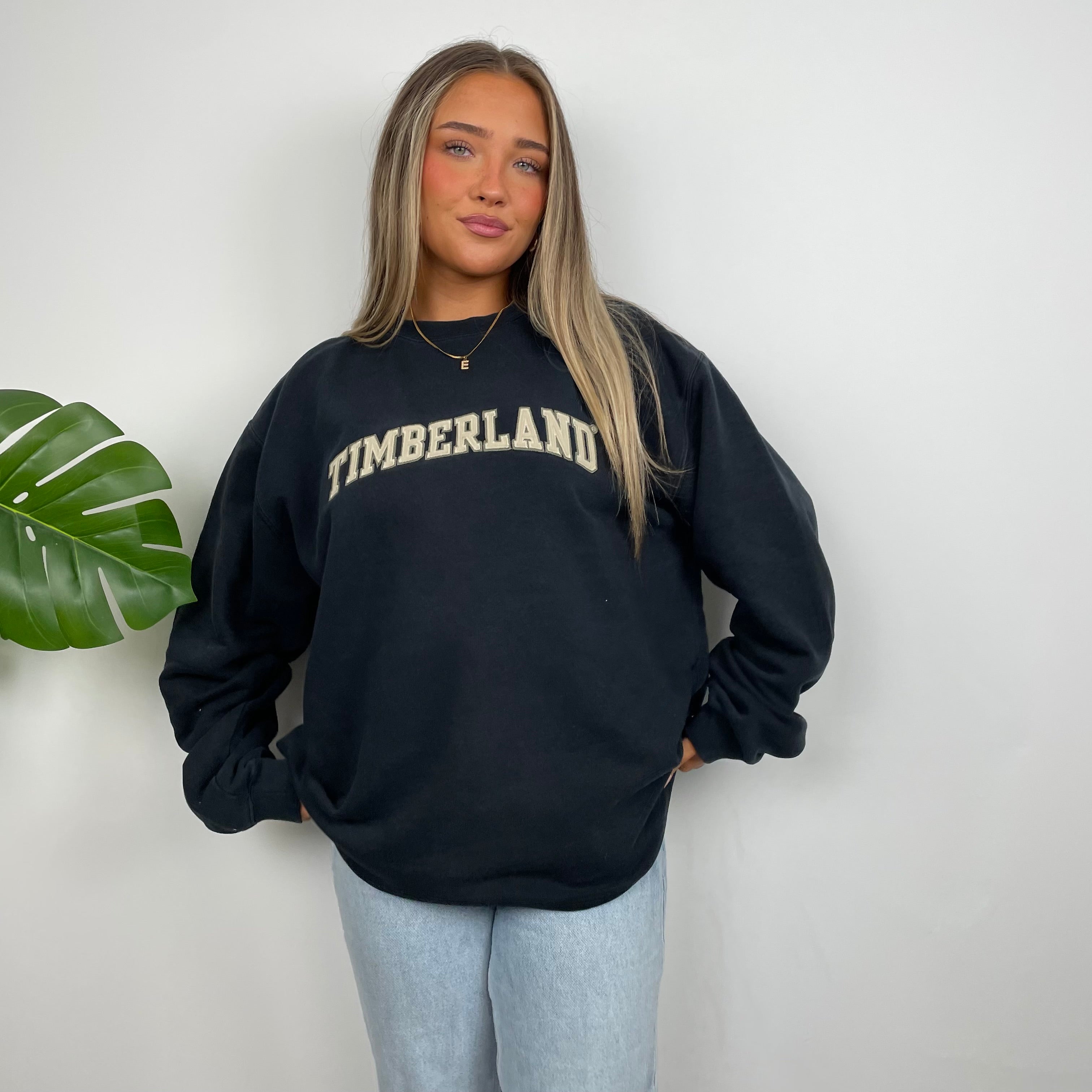 Timberland Black Embroidered Spell Out Sweatshirt (L)