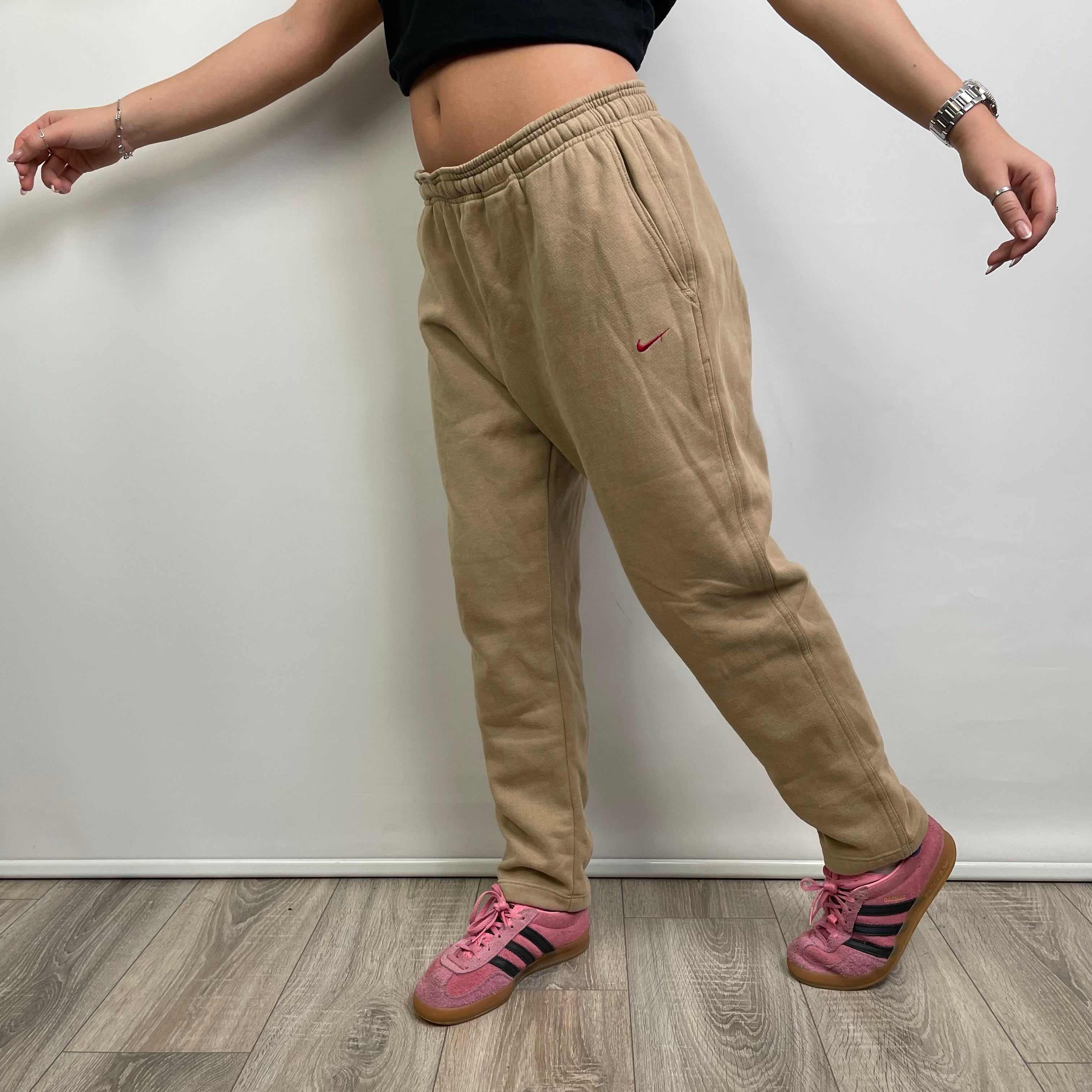 Nike Beige Embroidered Spell Out Track Pants (M)