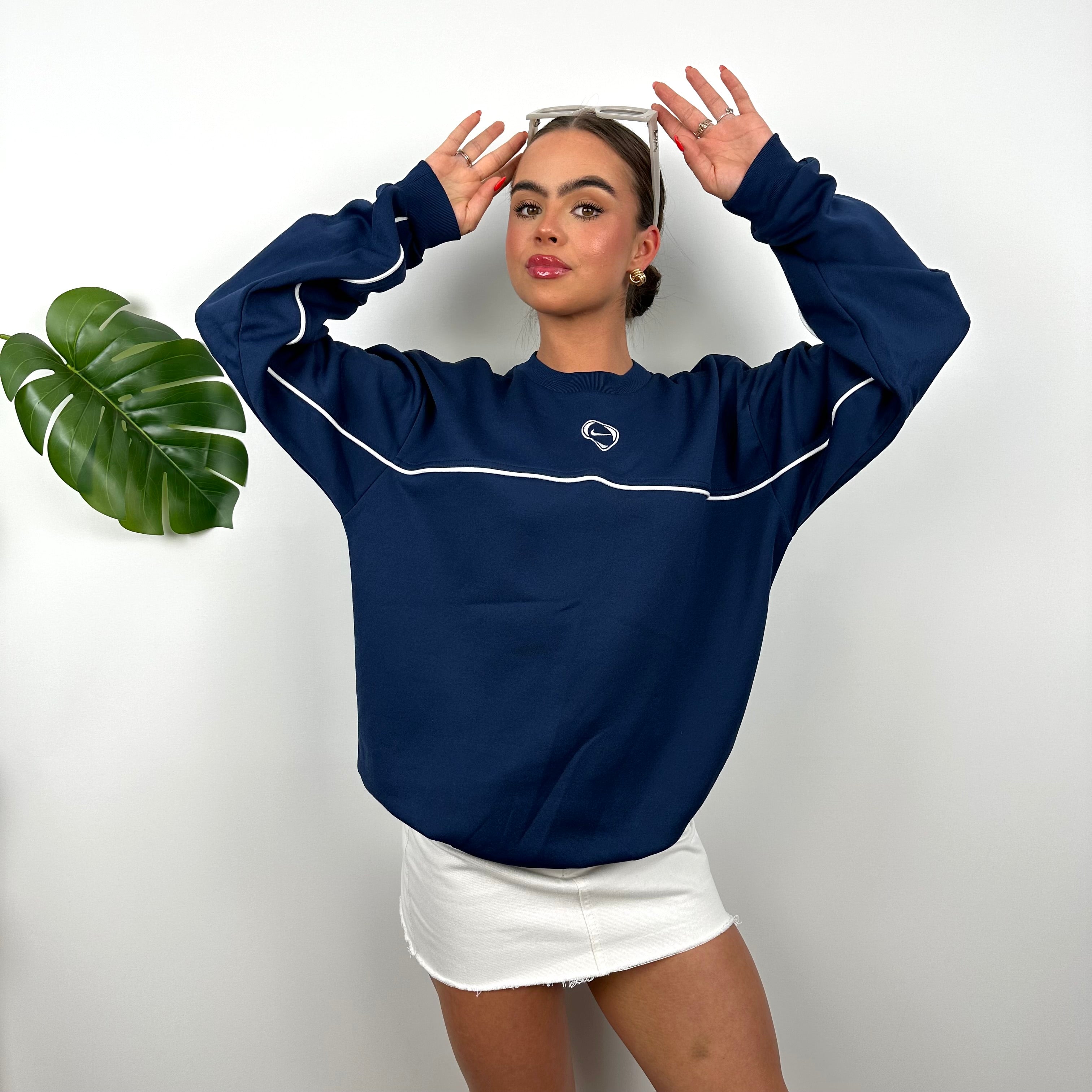 Nike Navy Embroidered Swoosh Sweatshirt (M)