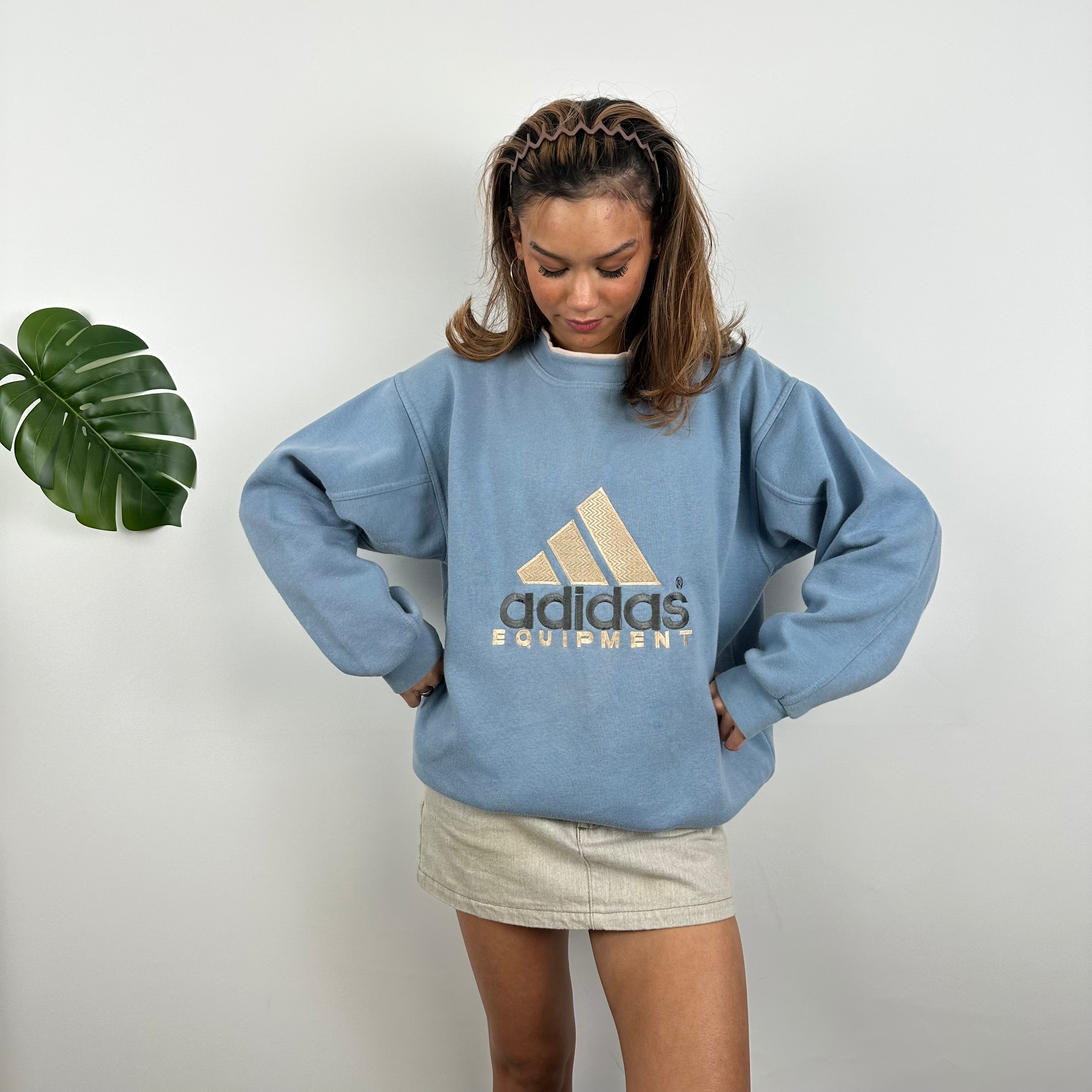 Adidas Equipment RARE Baby Blue Embroidered Spell Out Sweatshirt (L)