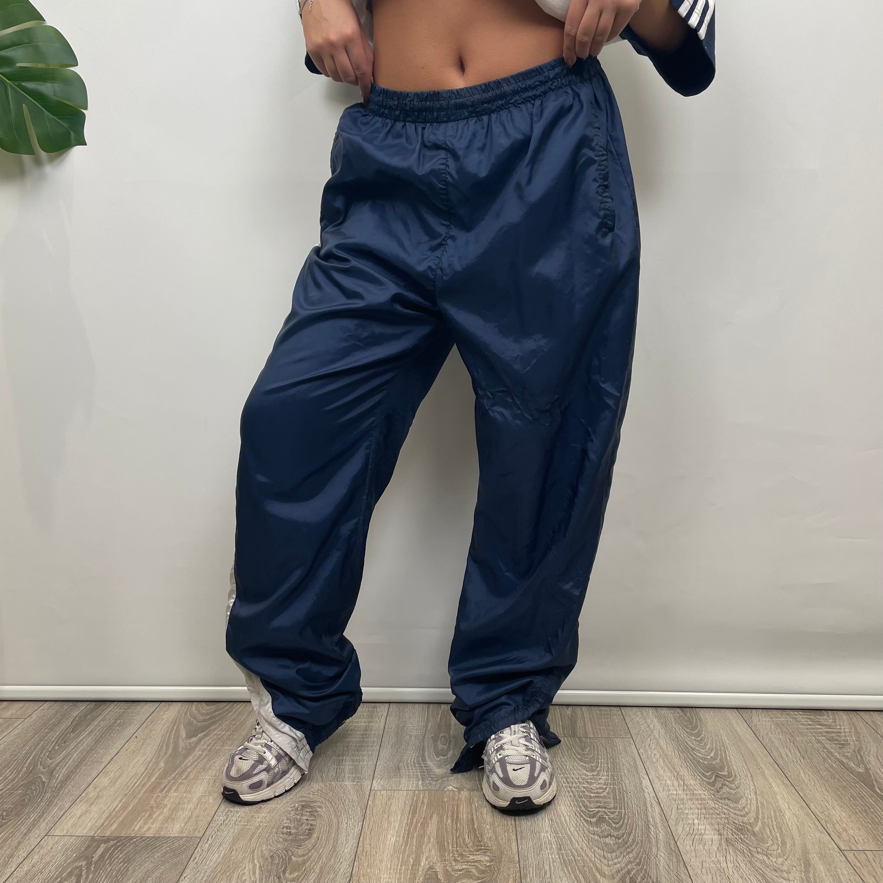 Adidas Navy Embroidered Spell Out Track Pants (L)