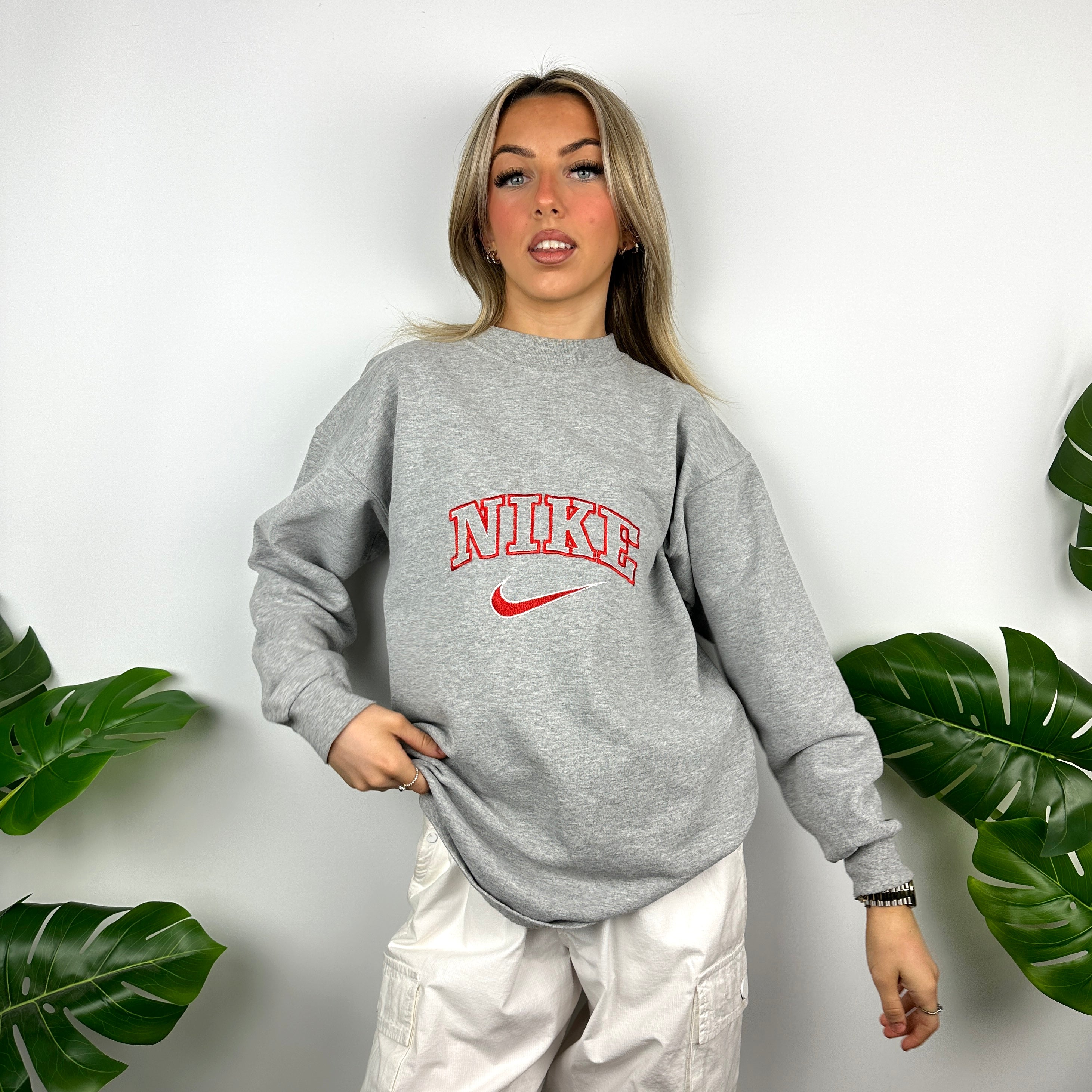 Nike Grey Embroidered Spell Out Sweatshirt (M)