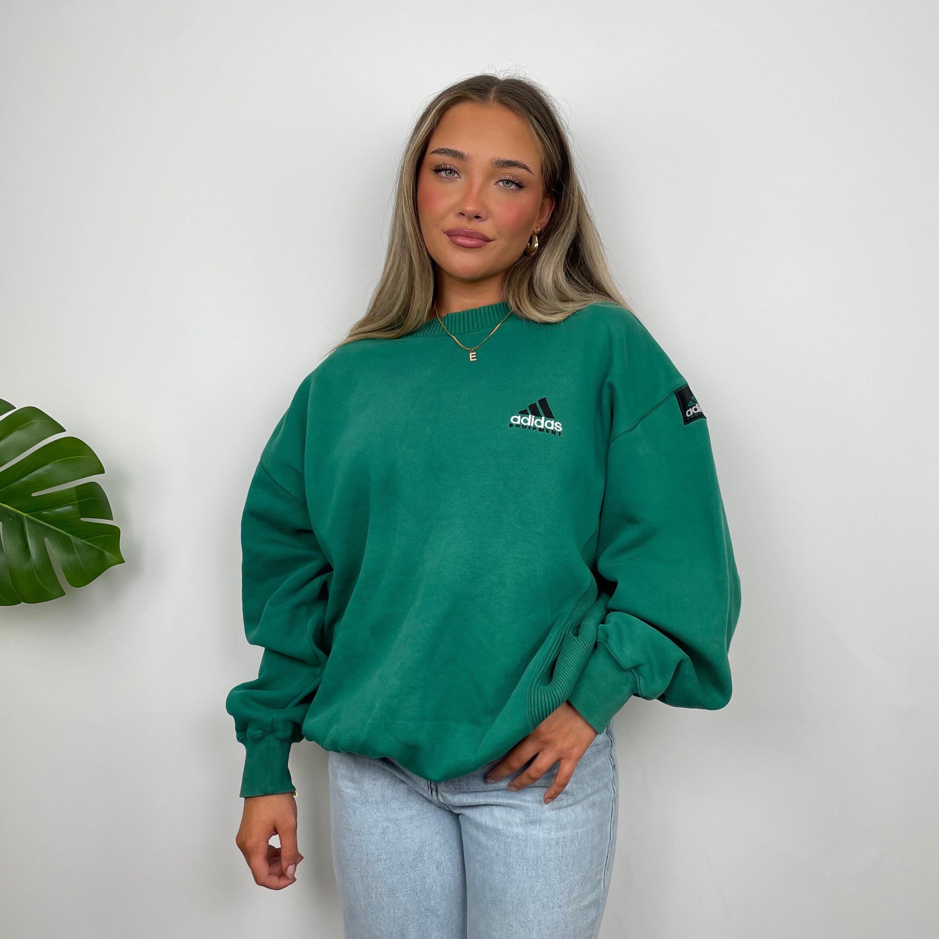 Adidas Equipment Green Embroidered Spell Out Sweatshirt (L)