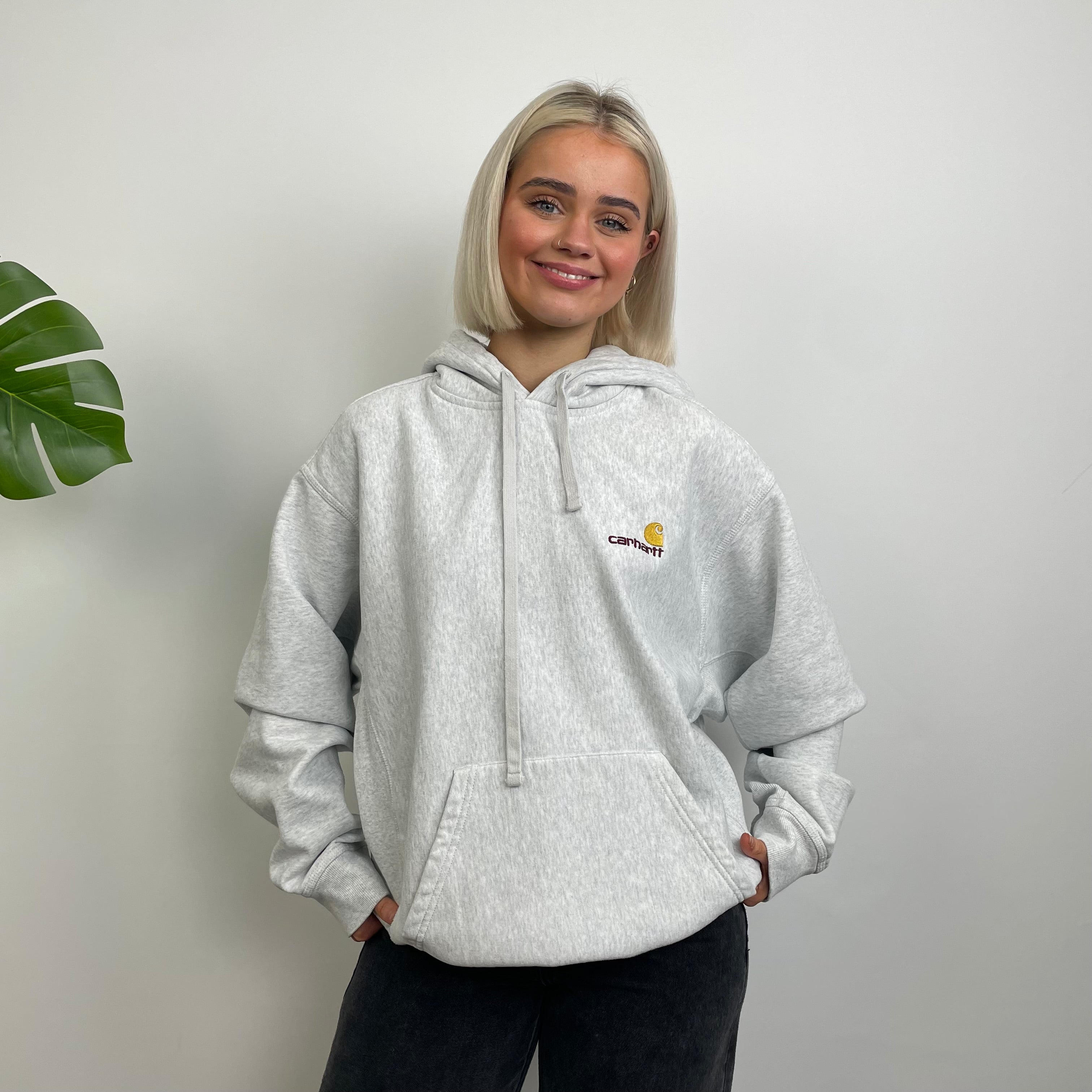 Carhartt RARE Grey Embroidered Spell Out Hoodie (L)