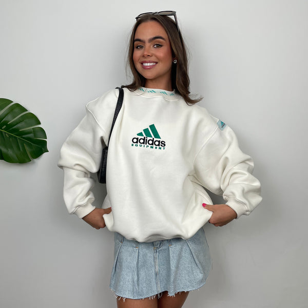 Adidas Equipment White Embroidered Spell Out Sweatshirt (M)