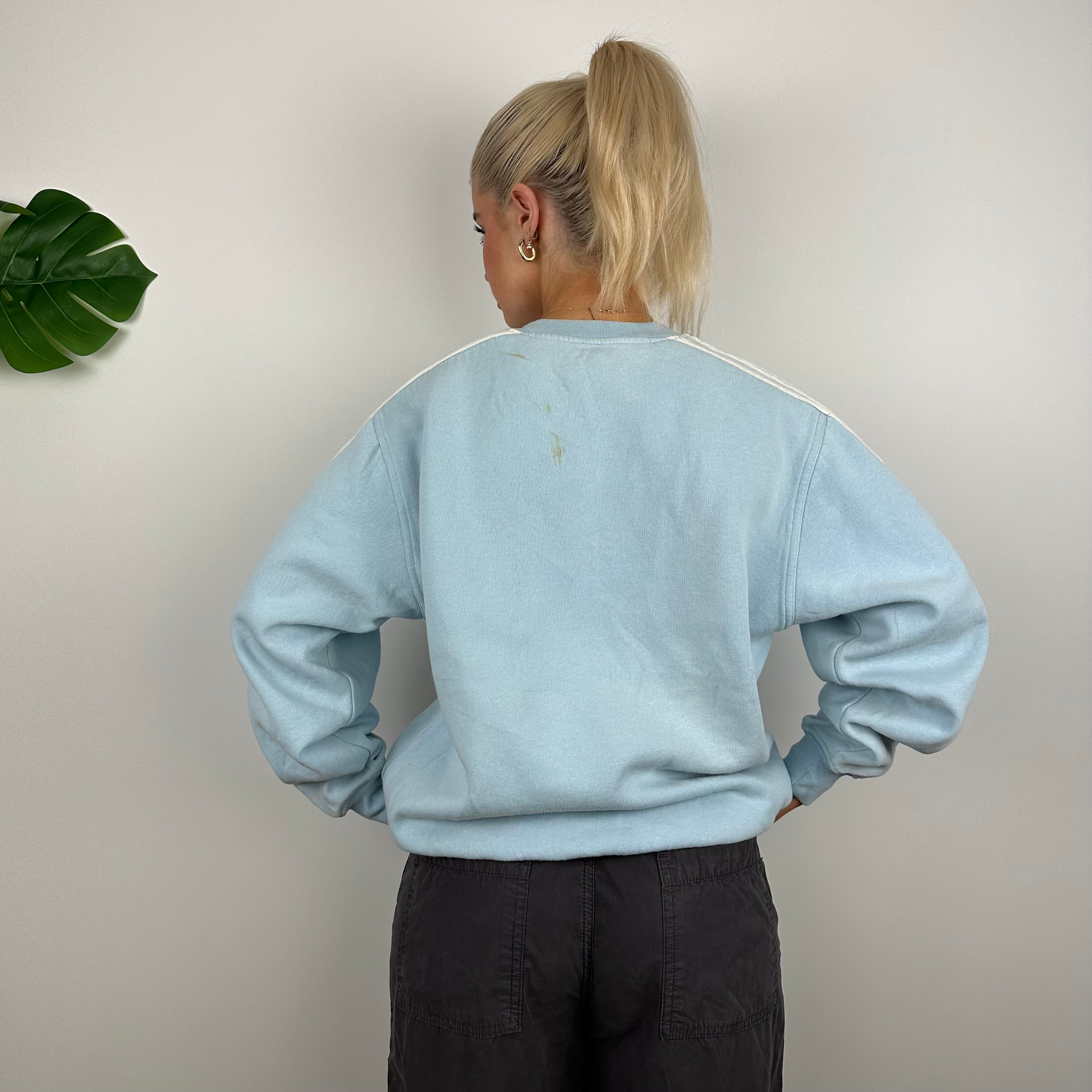 Adidas Baby Blue Embroidered Spell Out Sweatshirt (M)