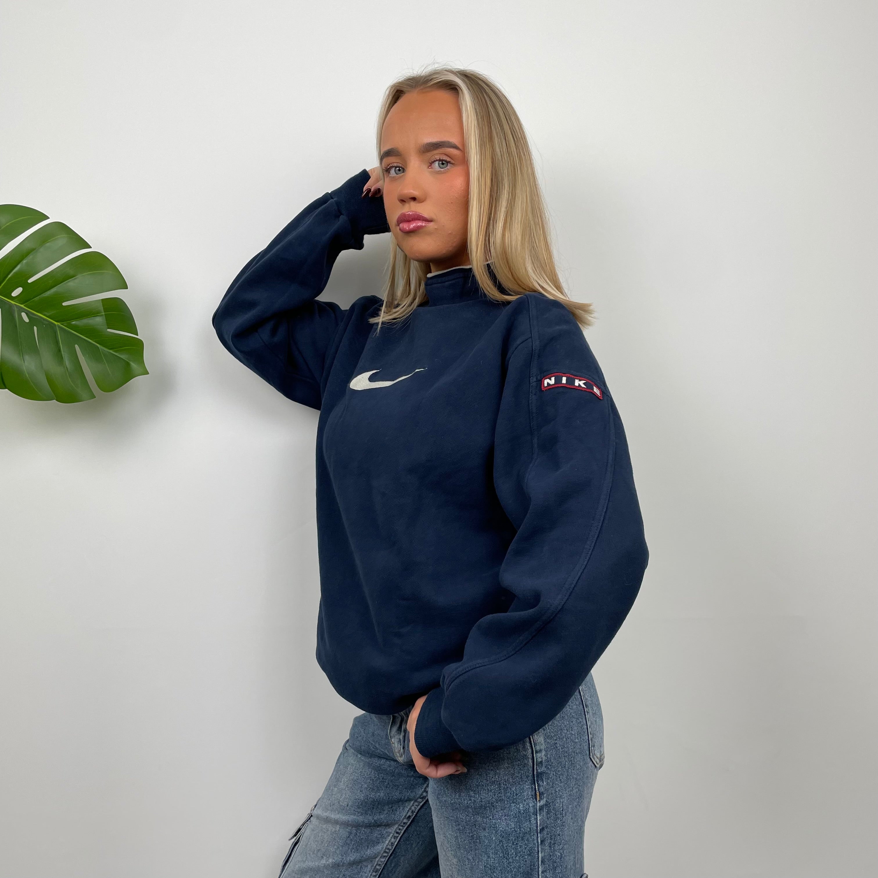 Nike Navy Embroidered Swoosh Sweatshirt (M)