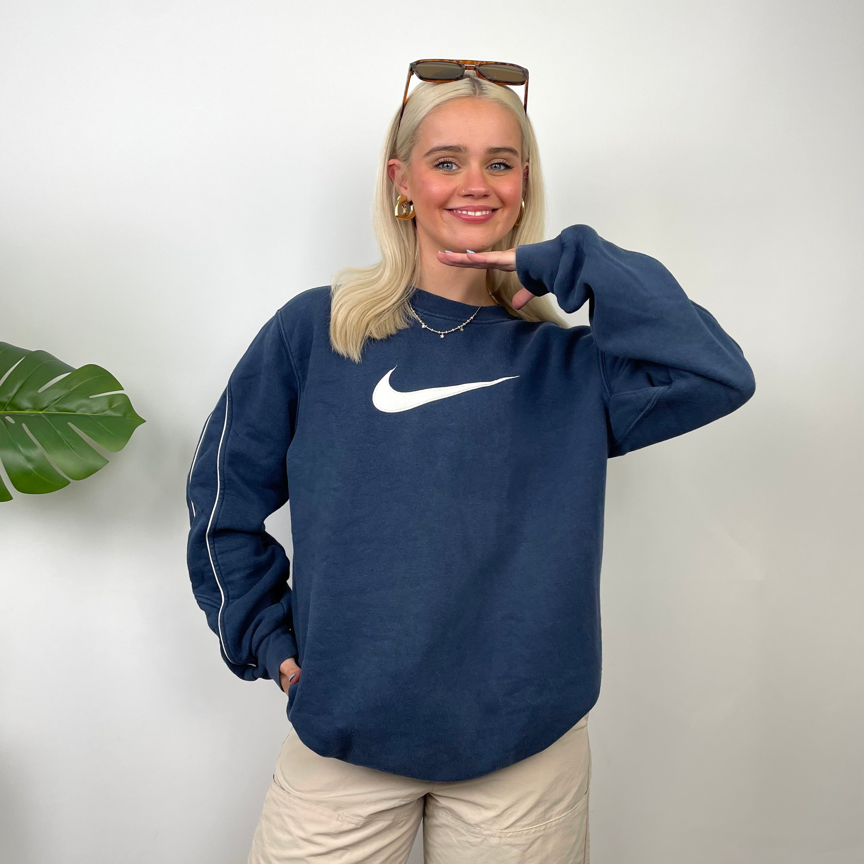 Nike Navy Embroidered Swoosh Sweatshirt (M)