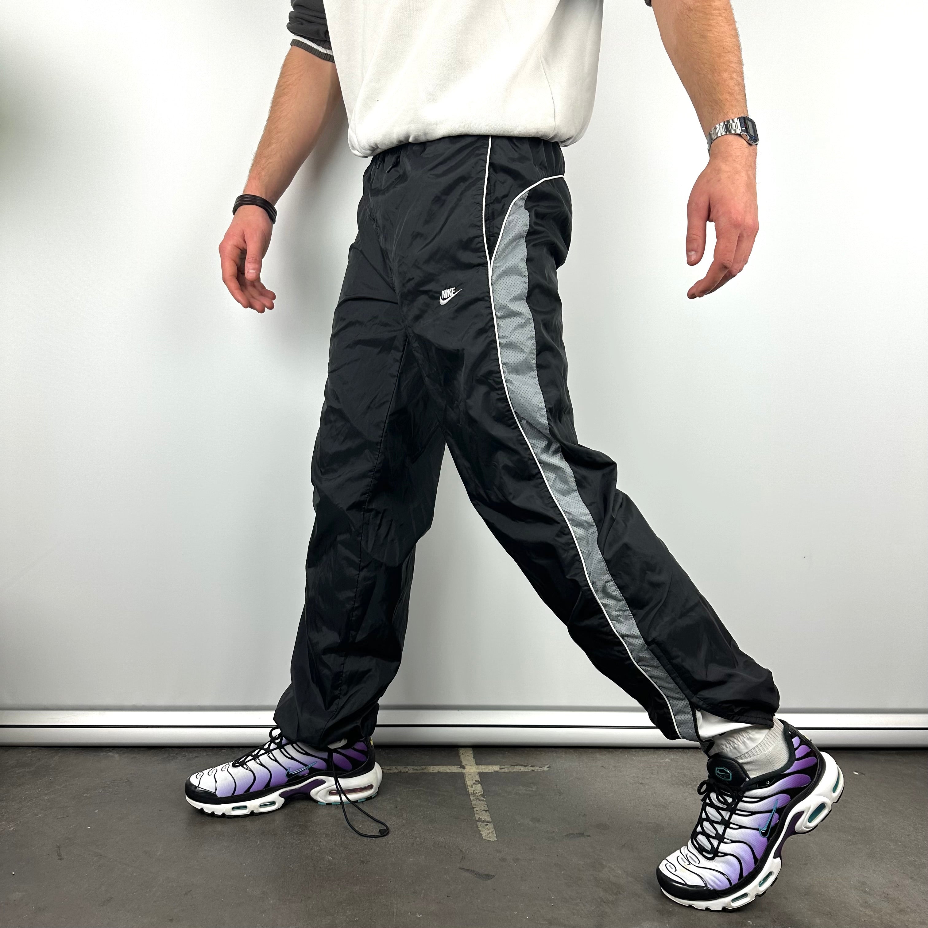 Nike Black Embroidered Spell Out Track Pants (L)