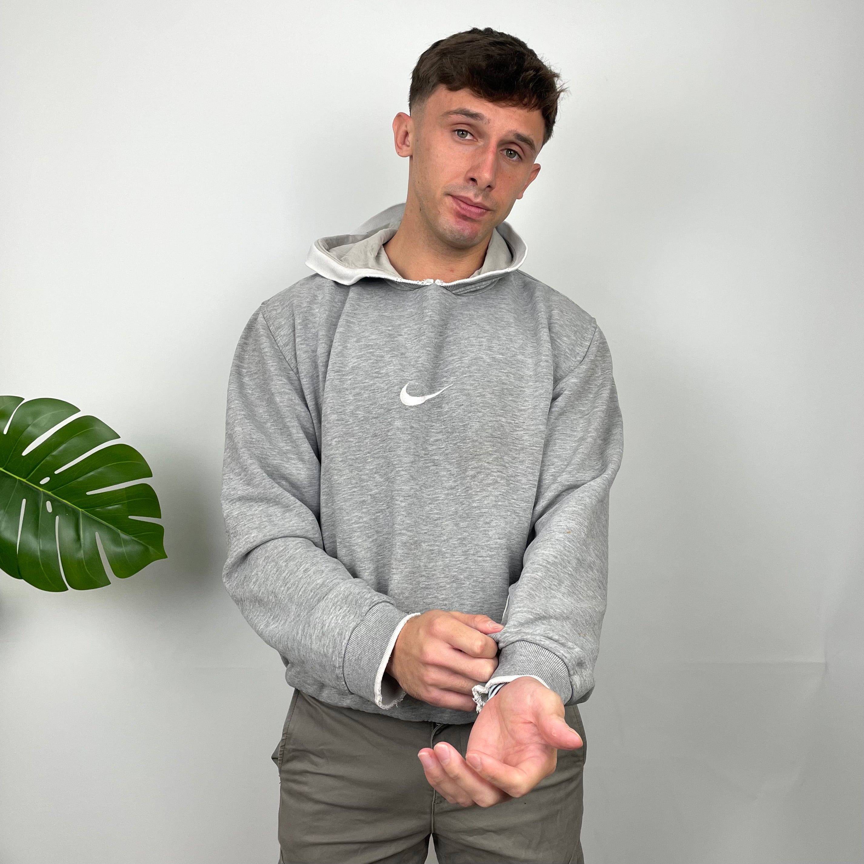 Nike Grey Embroidered Centre Swoosh Hoodie (L)