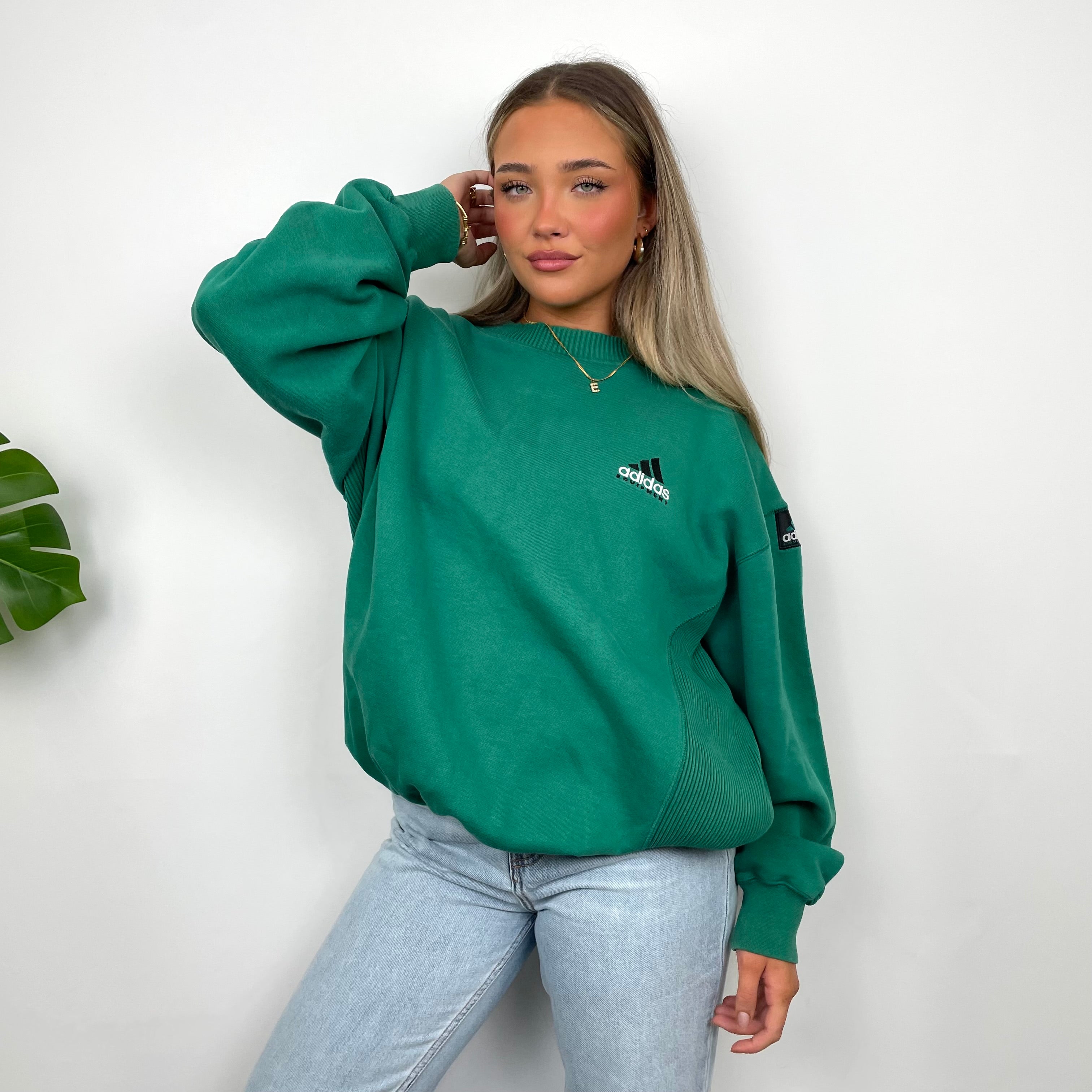 Adidas Equipment Green Embroidered Spell Out Sweatshirt (L)