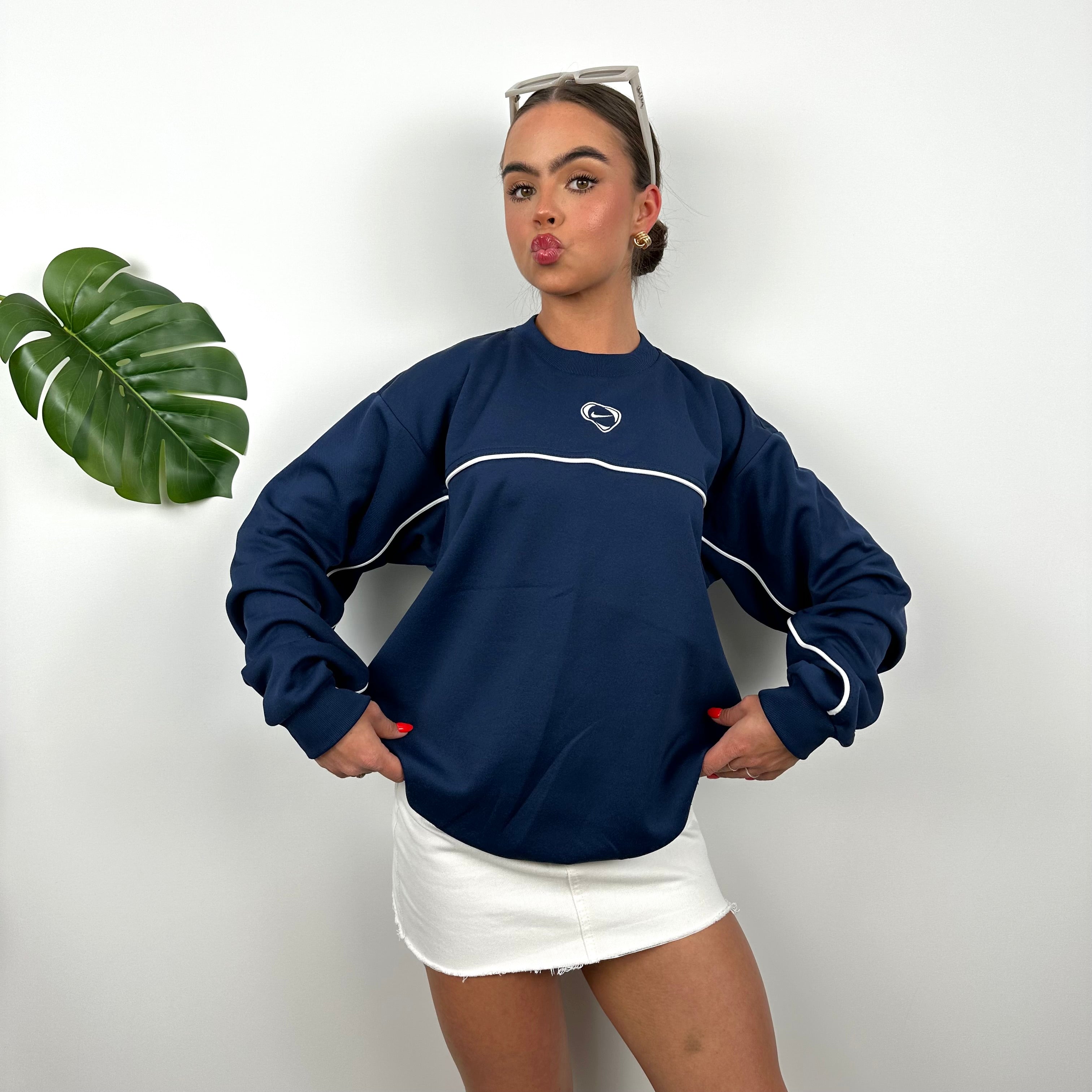 Nike Navy Embroidered Swoosh Sweatshirt (M)