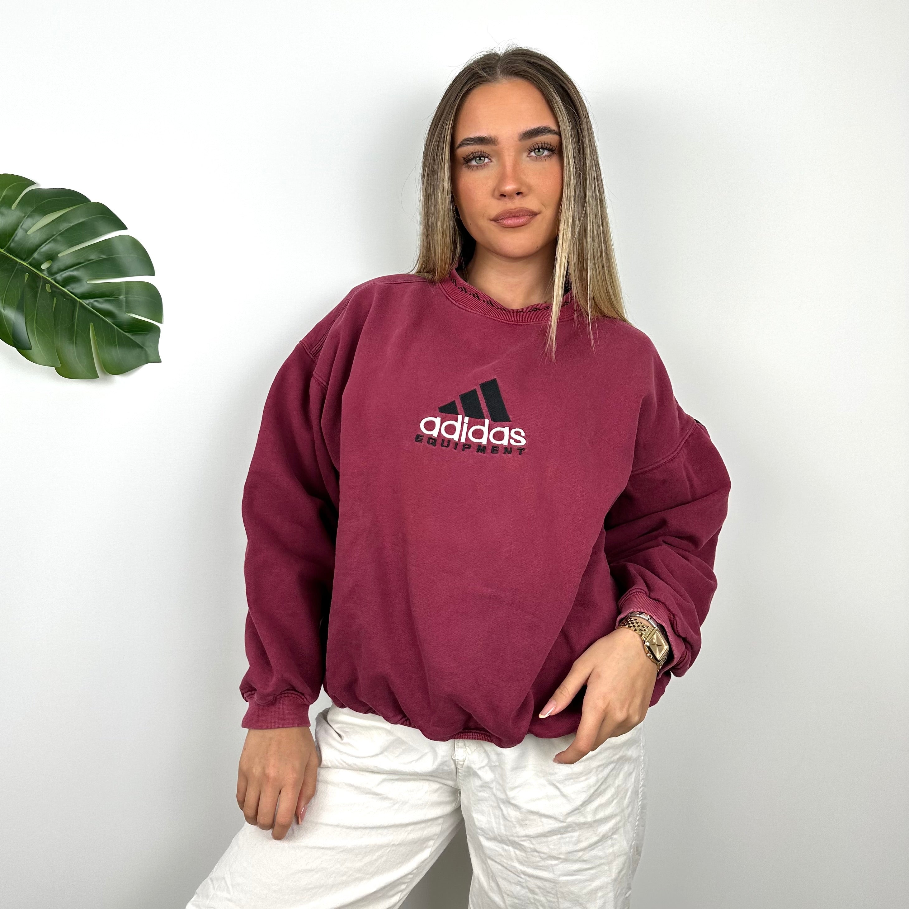 Adidas Equipment RARE Maroon Embroidered Spell Out Sweatshirt (M)