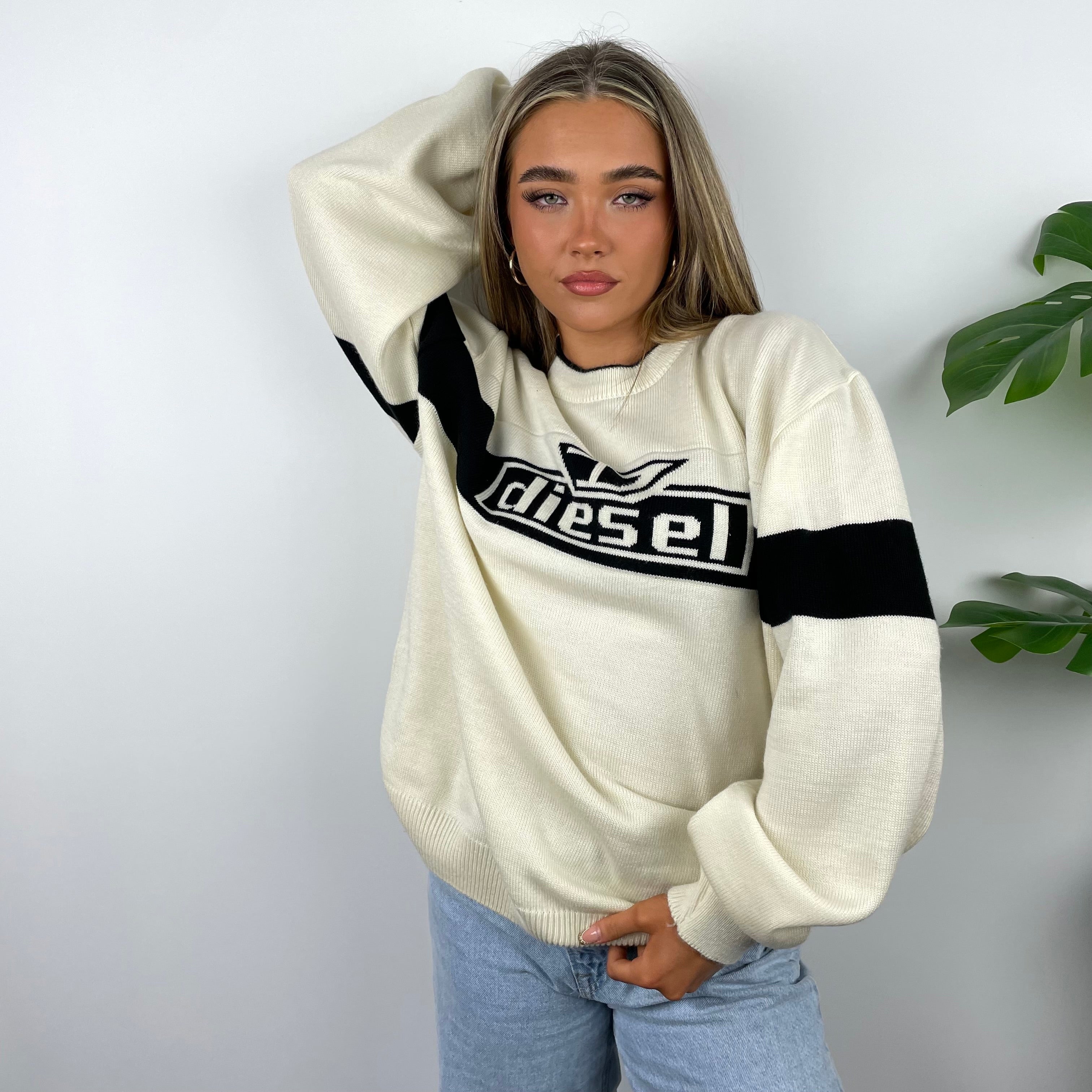 Diesel Cream Spell Out Knitted Sweater (M)