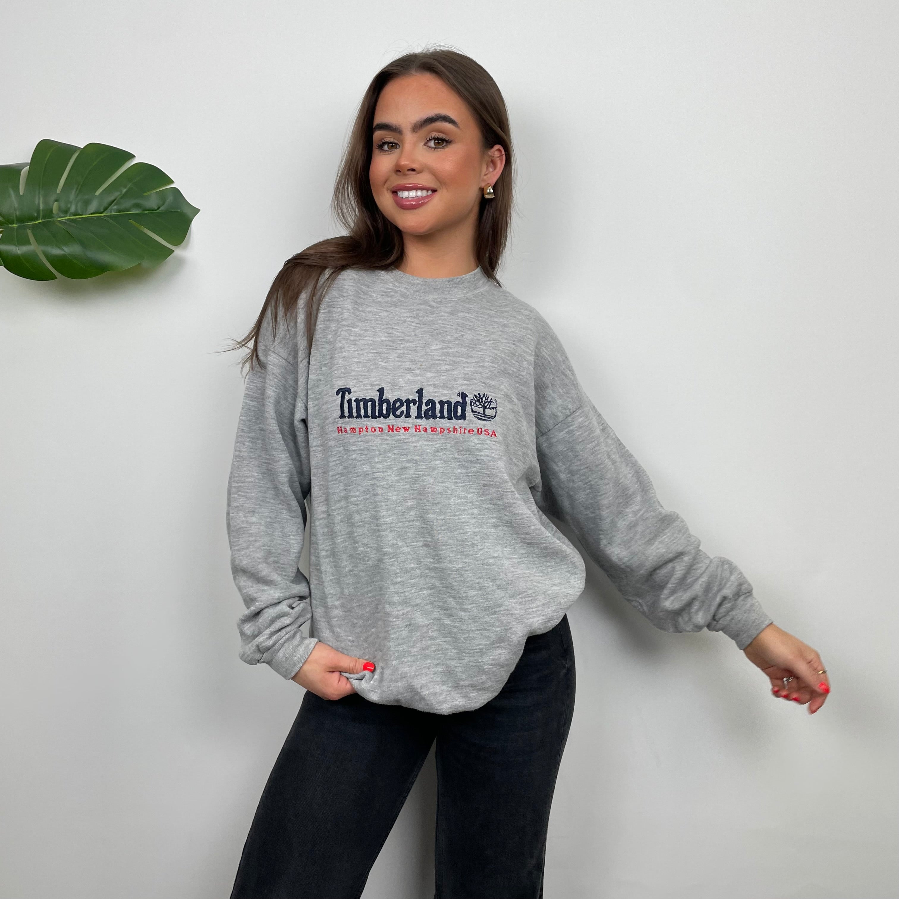 Timberland Grey Embroidered Spell Out Sweatshirt (M)