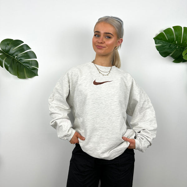 Nike Grey Embroidered Spell Out Sweatshirt (M)