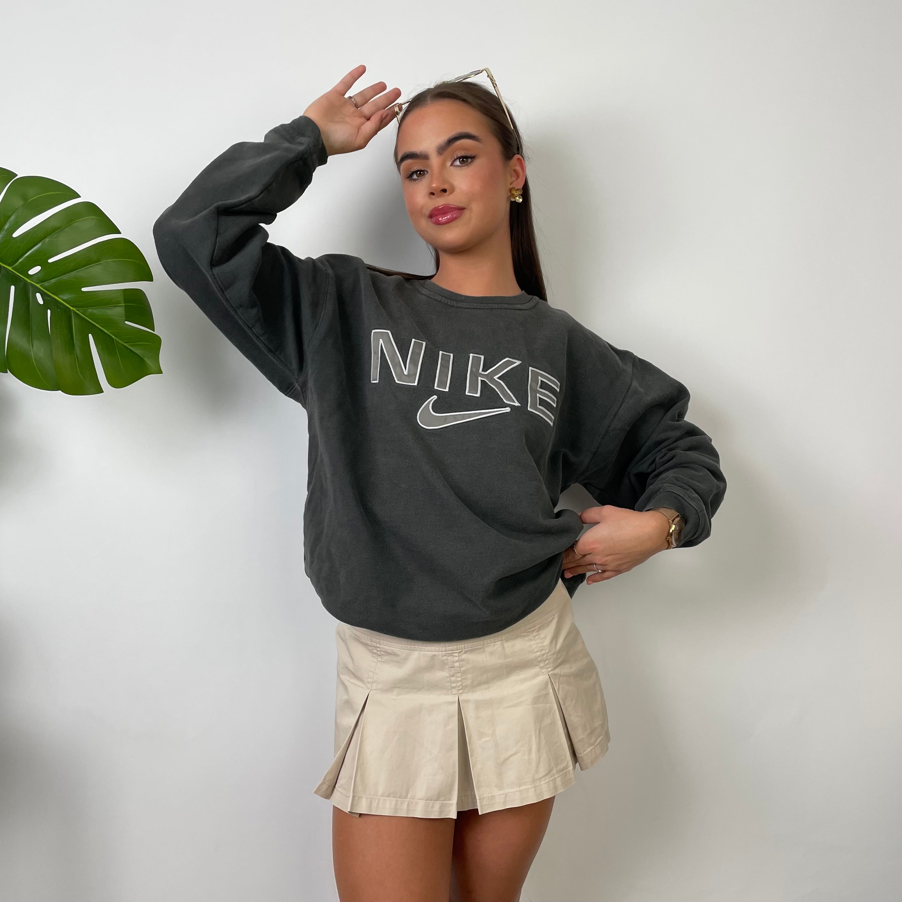 Nike Grey Embroidered Spell Out Sweatshirt (S)