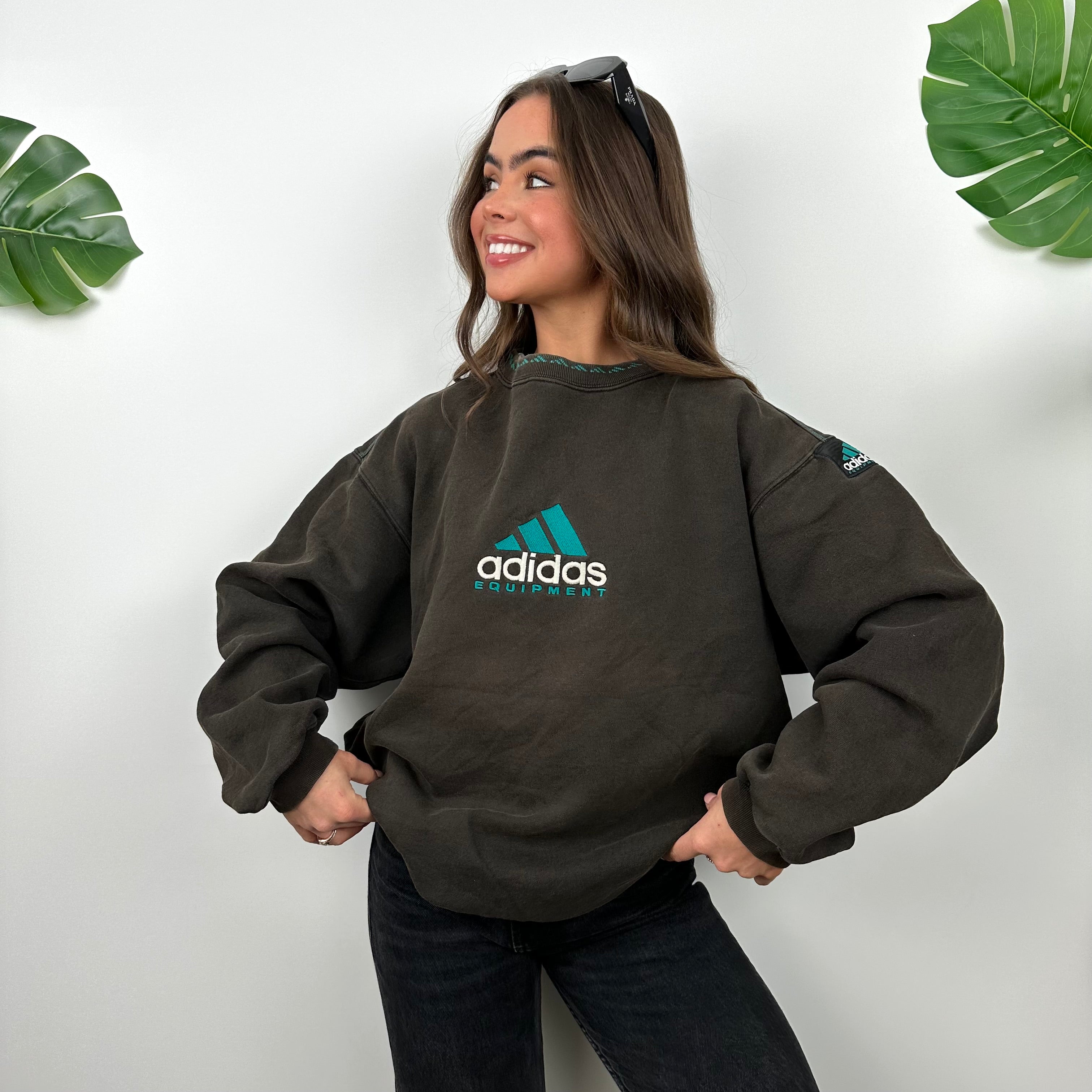 Adidas Equipment Black Embroidered Spell Out Sweatshirt (M)