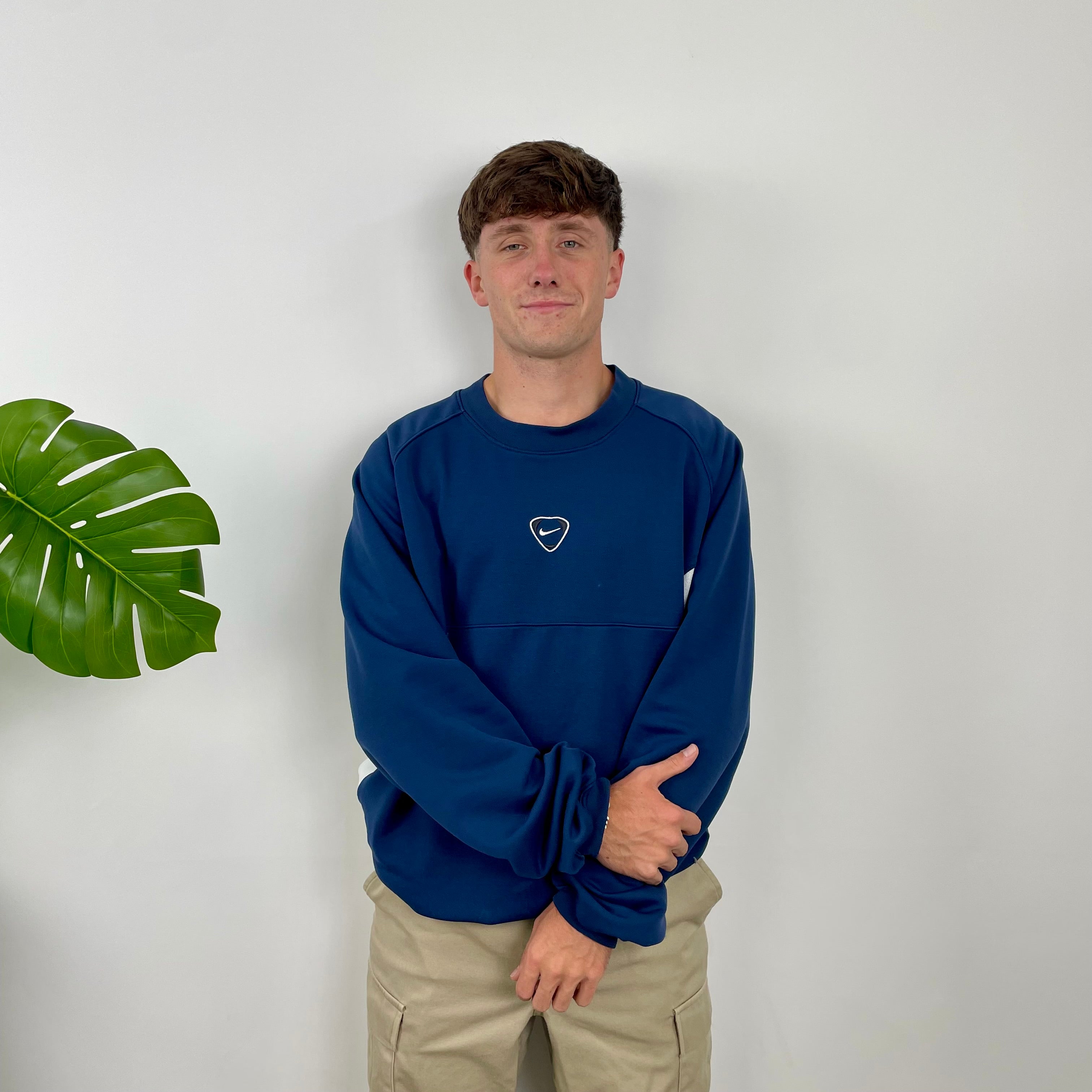 Nike Navy Embroidered Swoosh Sweatshirt (XL)