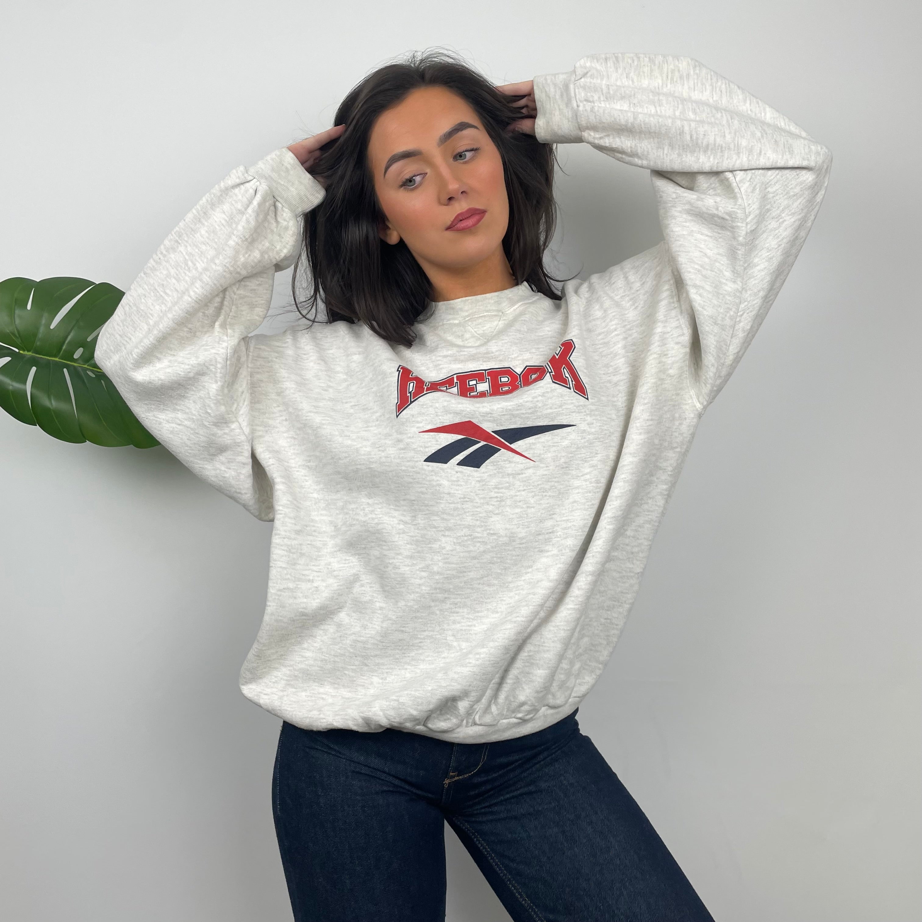 Reebok Grey Embroidered Spell Out Sweatshirt (L)