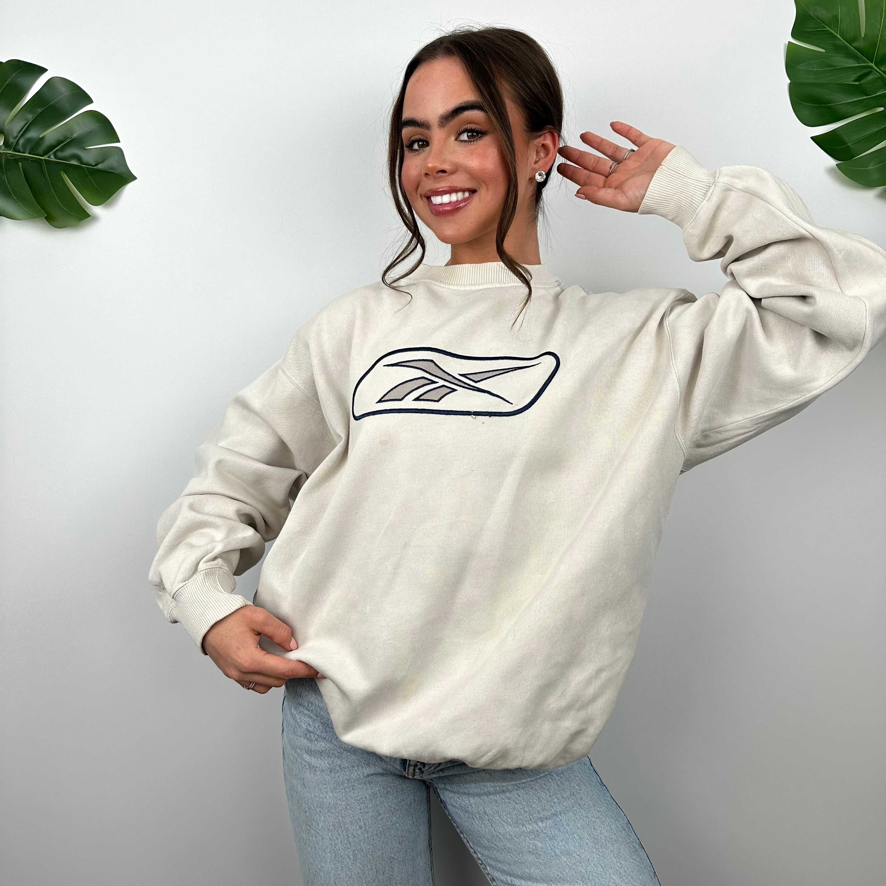 Reebok Cream Embroidered Logo Sweatshirt (M)