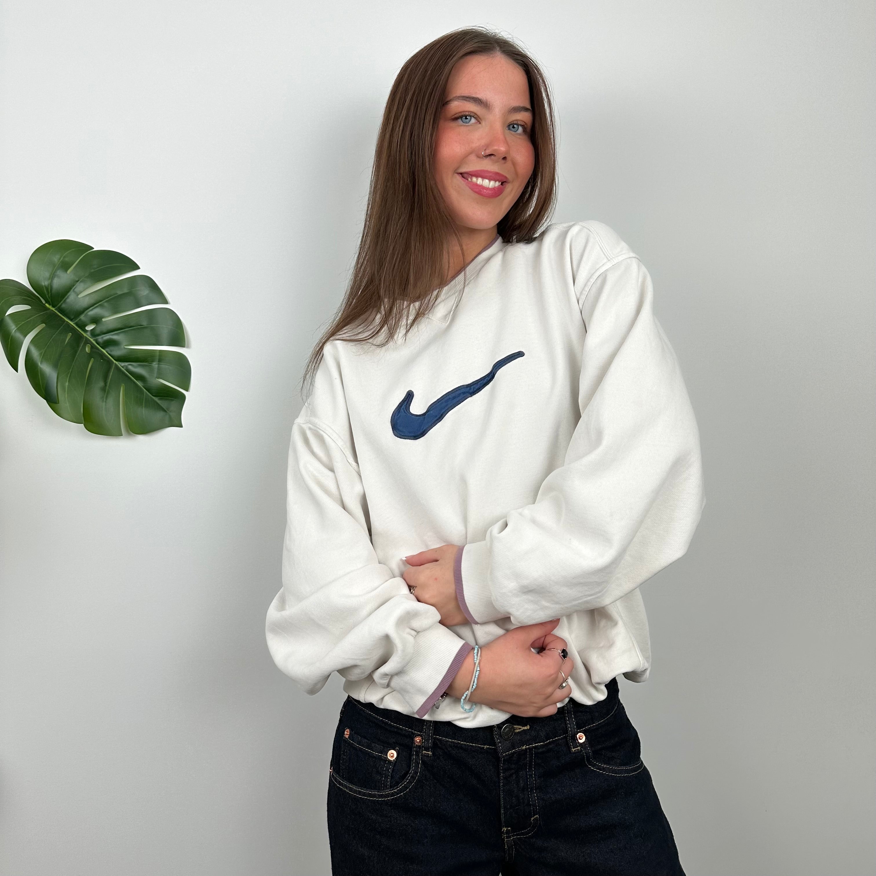 Nike White Embroidered Centre Swoosh Sweatshirt (M)