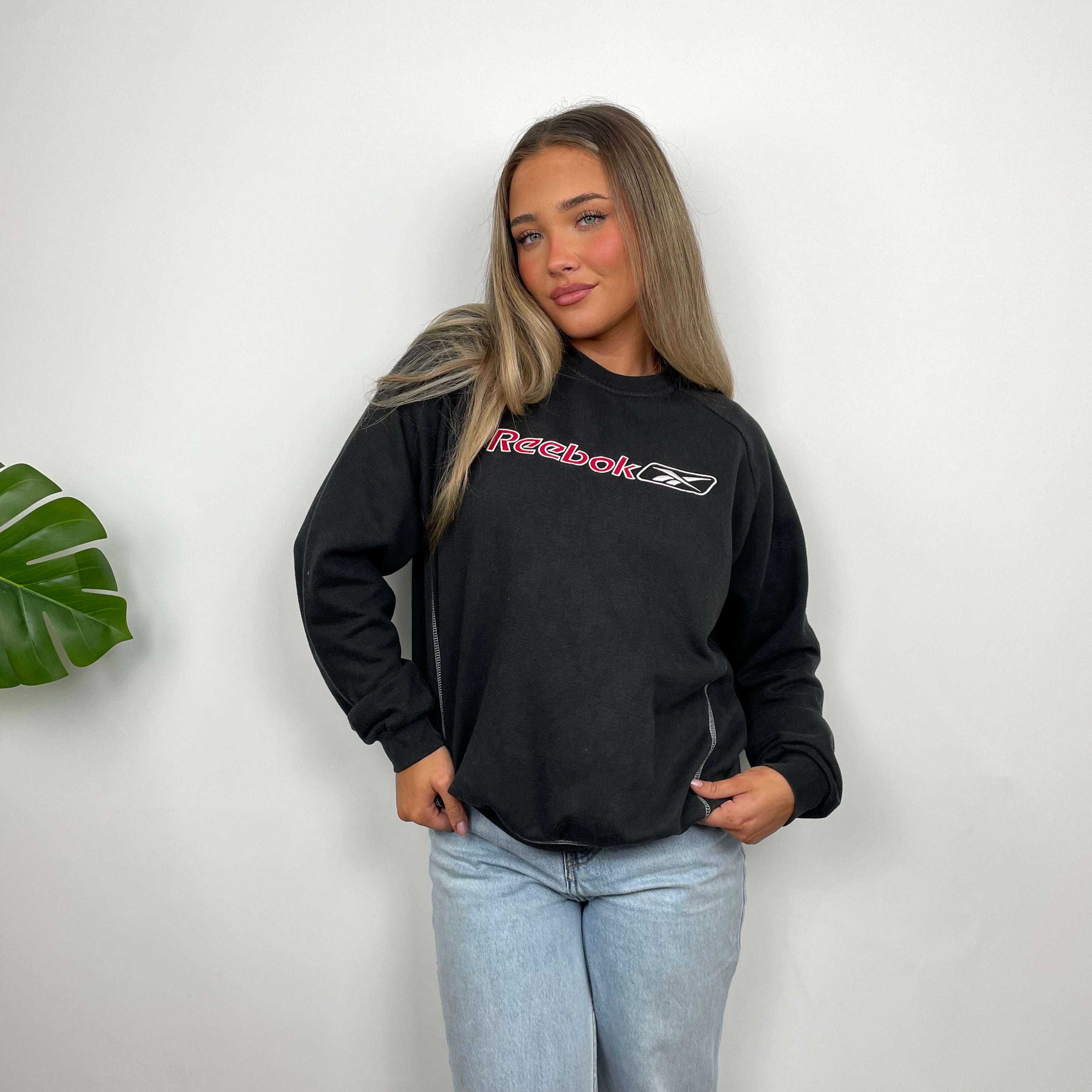 Reebok Black Embroidered Spell Out Sweatshirt (S)