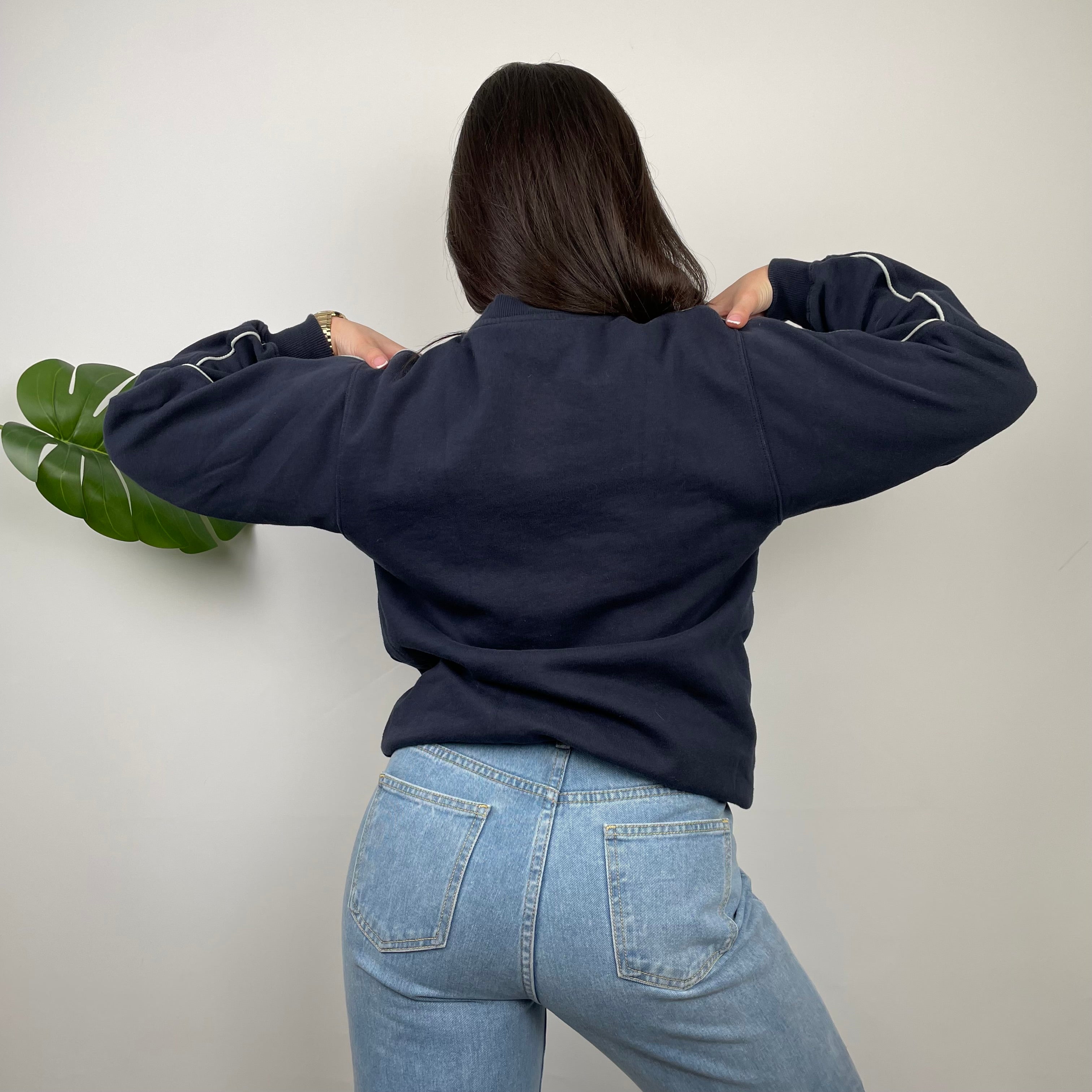 Adidas Navy Embroidered Spell Out Sweatshirt (M)