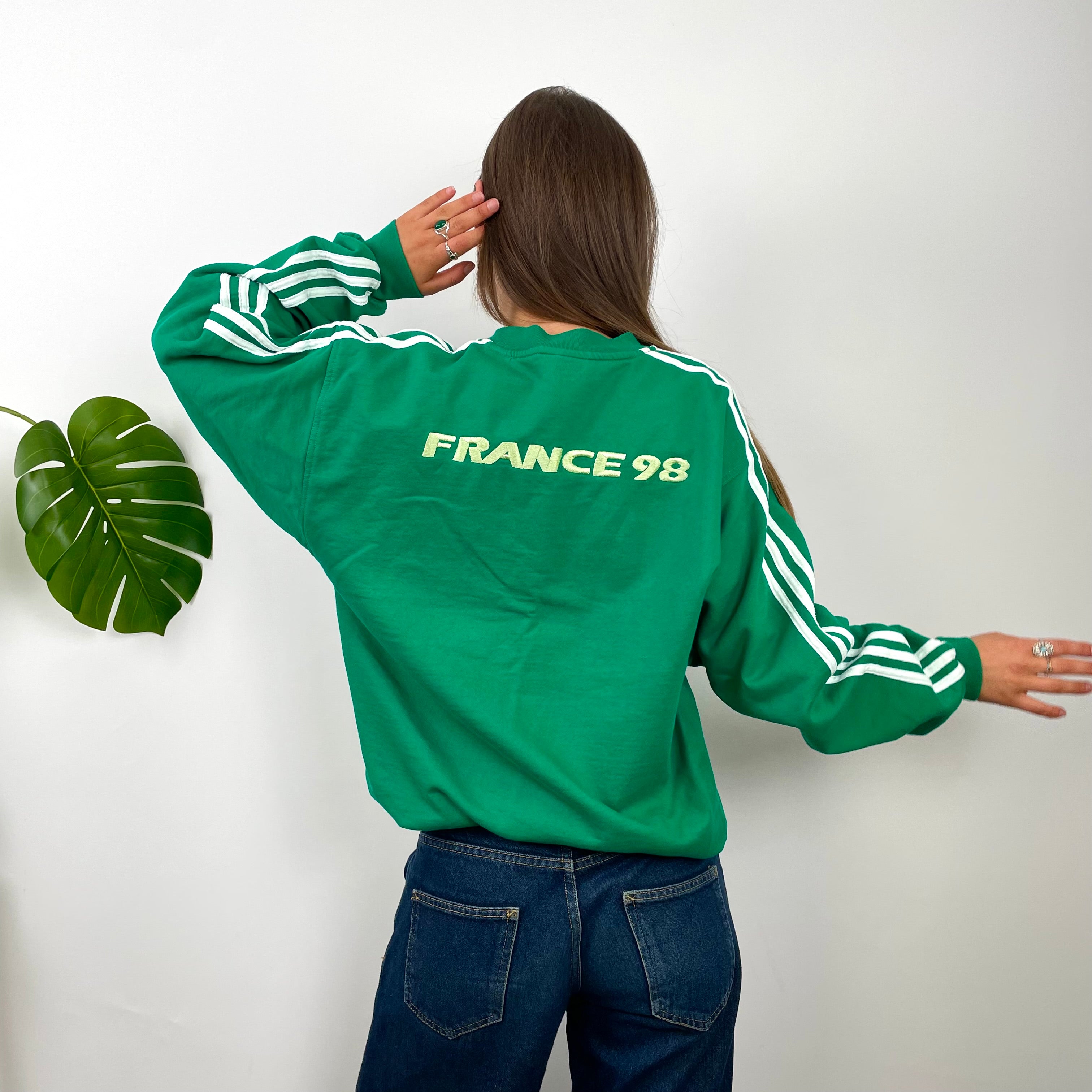 Adidas Green Embroidered Spell Out Sweatshirt (M)
