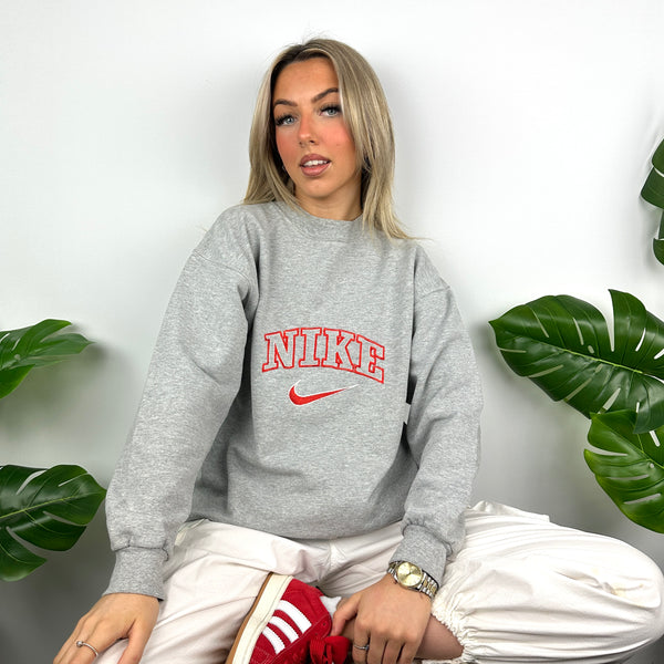 Nike Grey Embroidered Spell Out Sweatshirt (M)