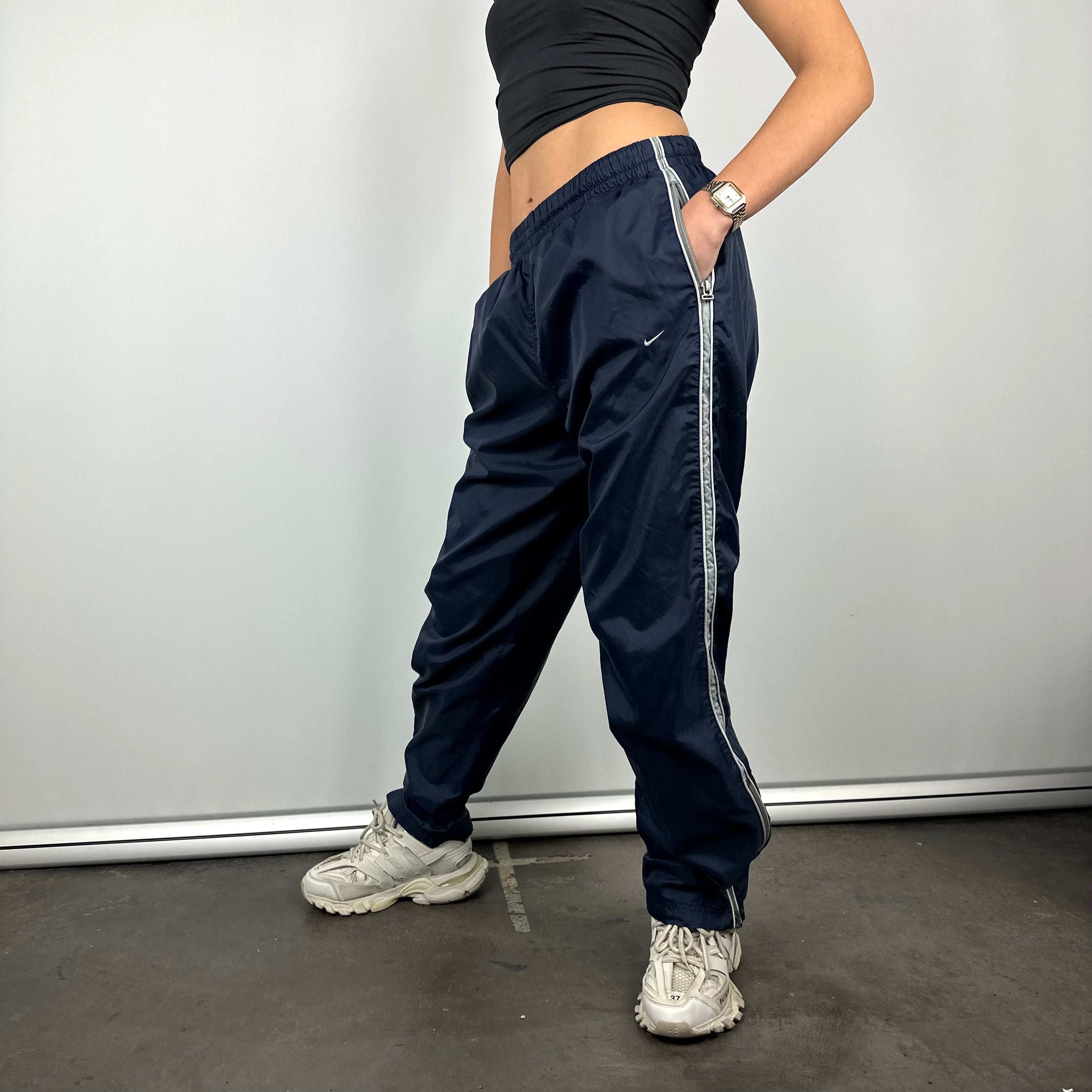 Nike Navy Embroidered Swoosh Track Pants (M)