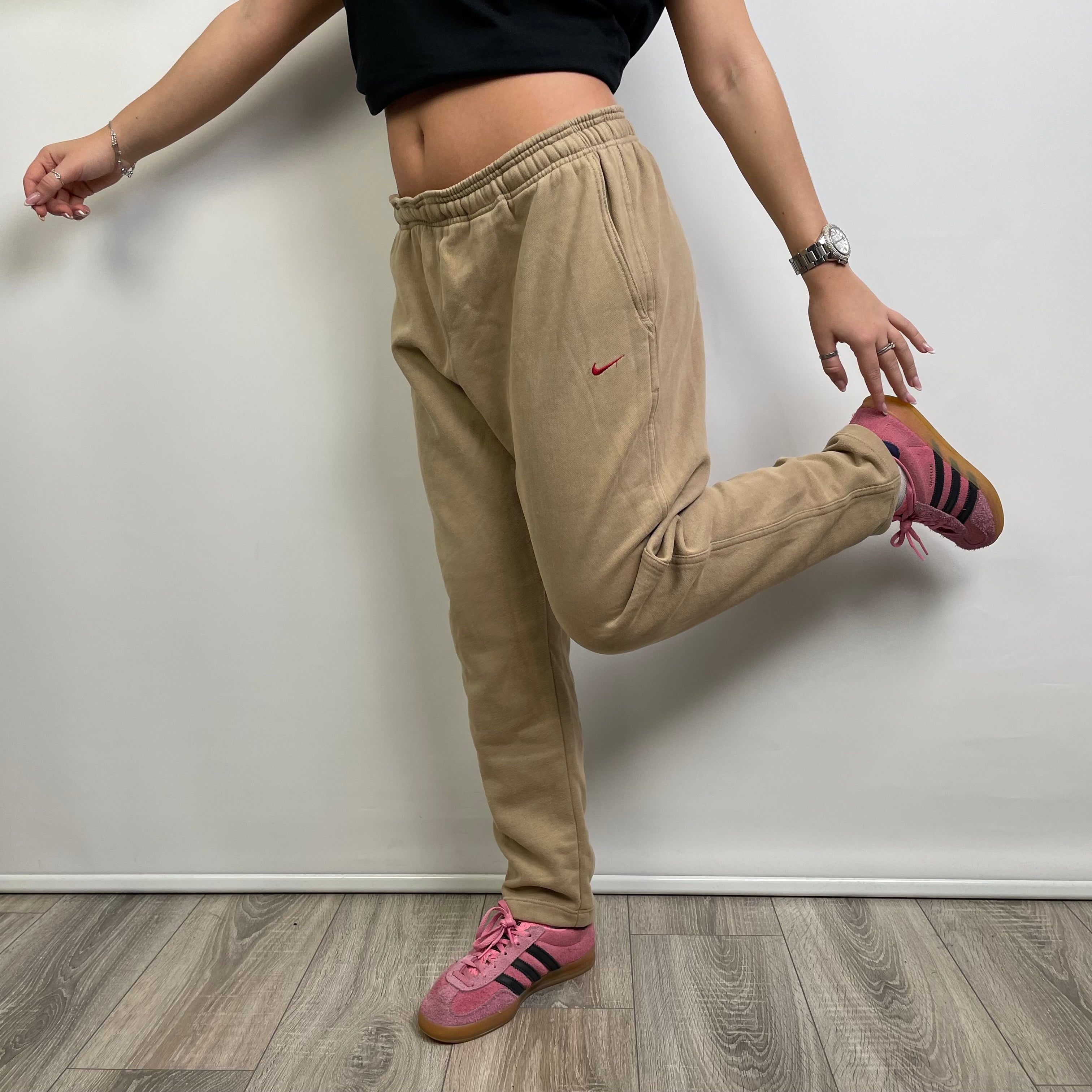 Nike Beige Embroidered Spell Out Track Pants (M)