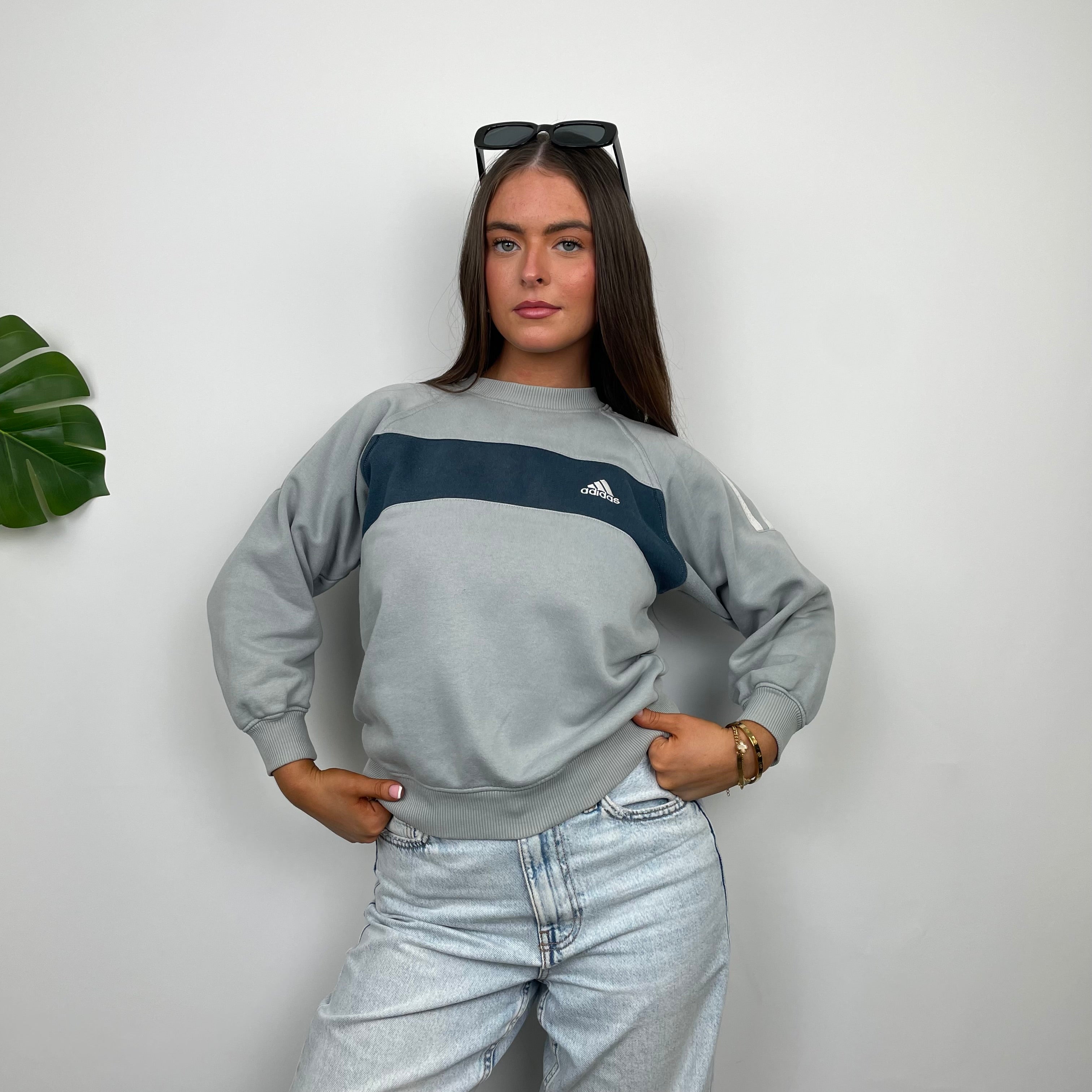 Adidas Grey Embroidered Spell Out Sweatshirt (XS)