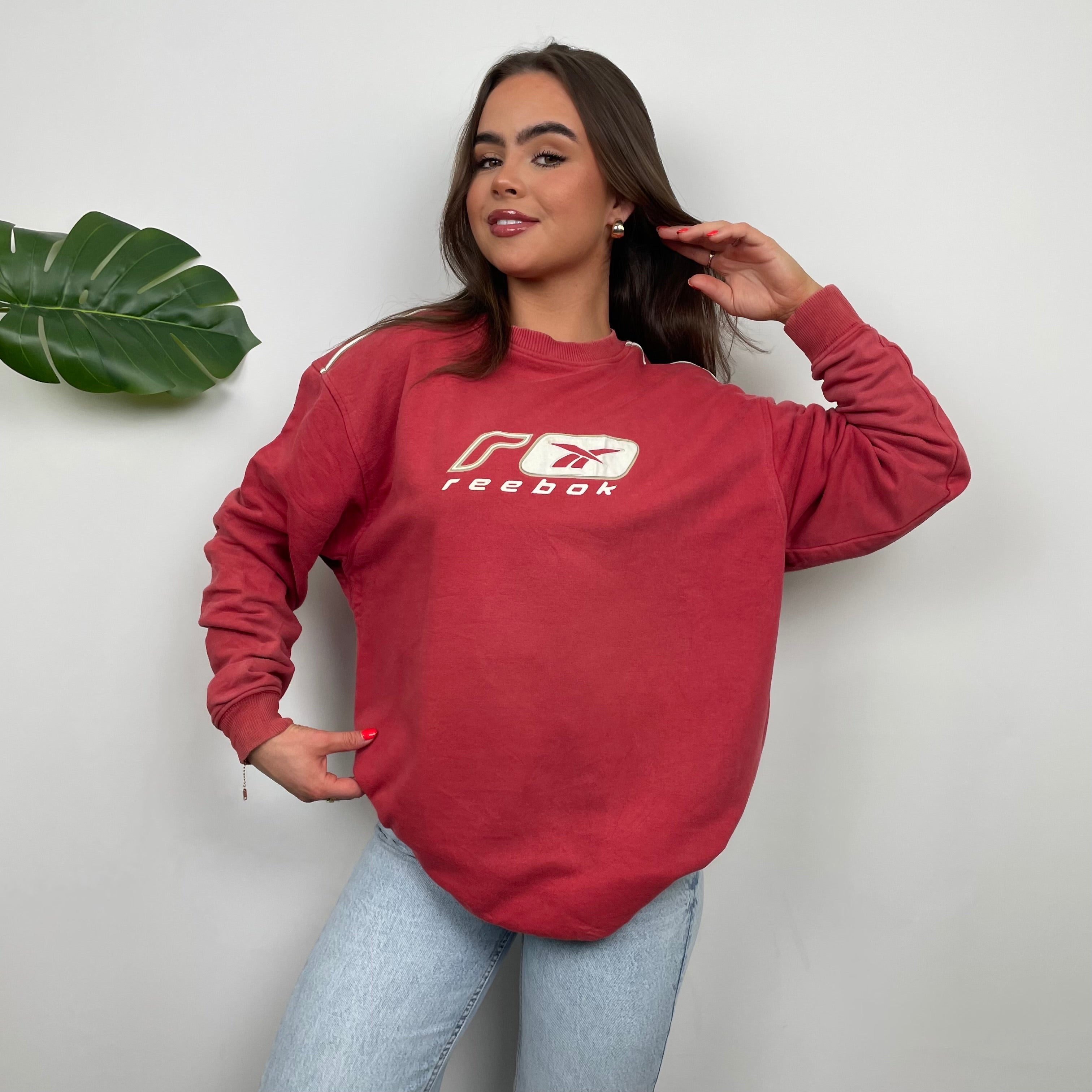 Reebok Red Embroidered Spell Out Sweatshirt (M)