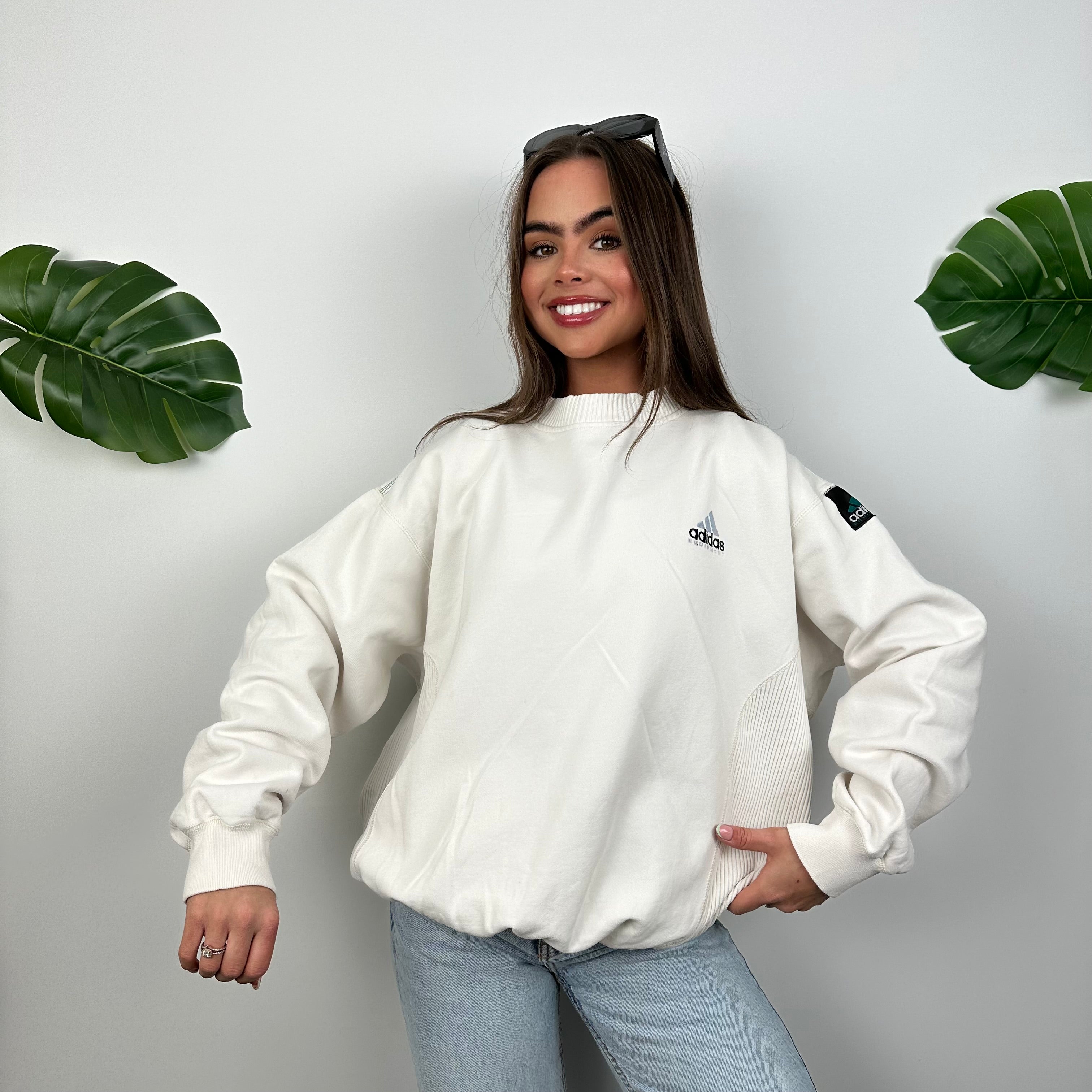 Adidas Equipment White Embroidered Spell Out Sweatshirt (M)