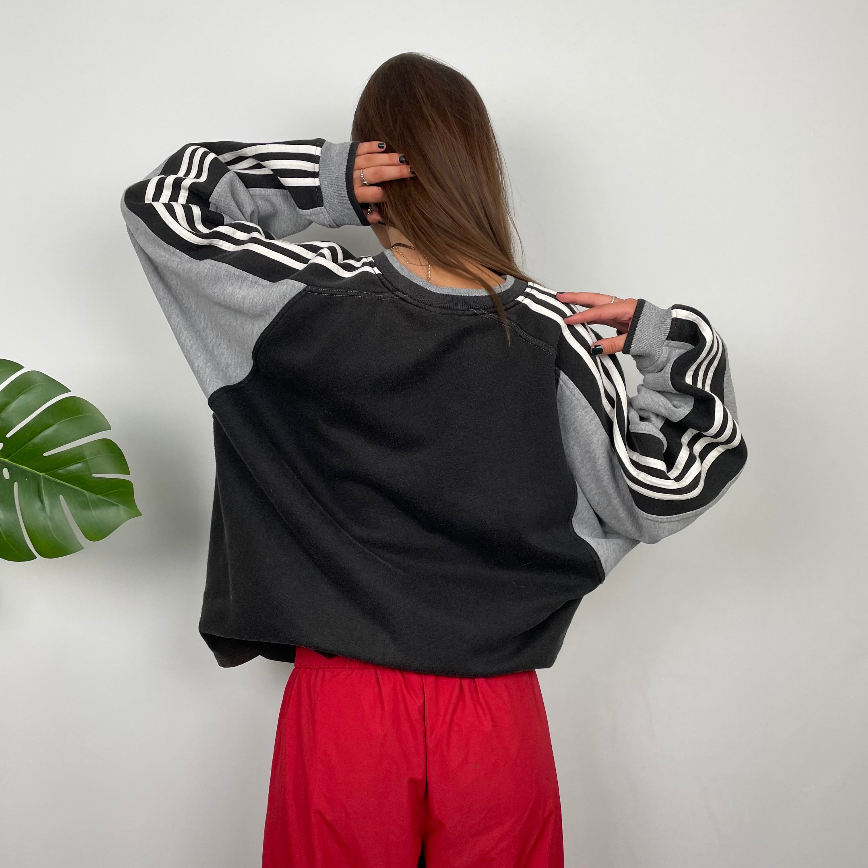 Adidas Black & Grey Embroidered Spell Out Sweatshirt (M)