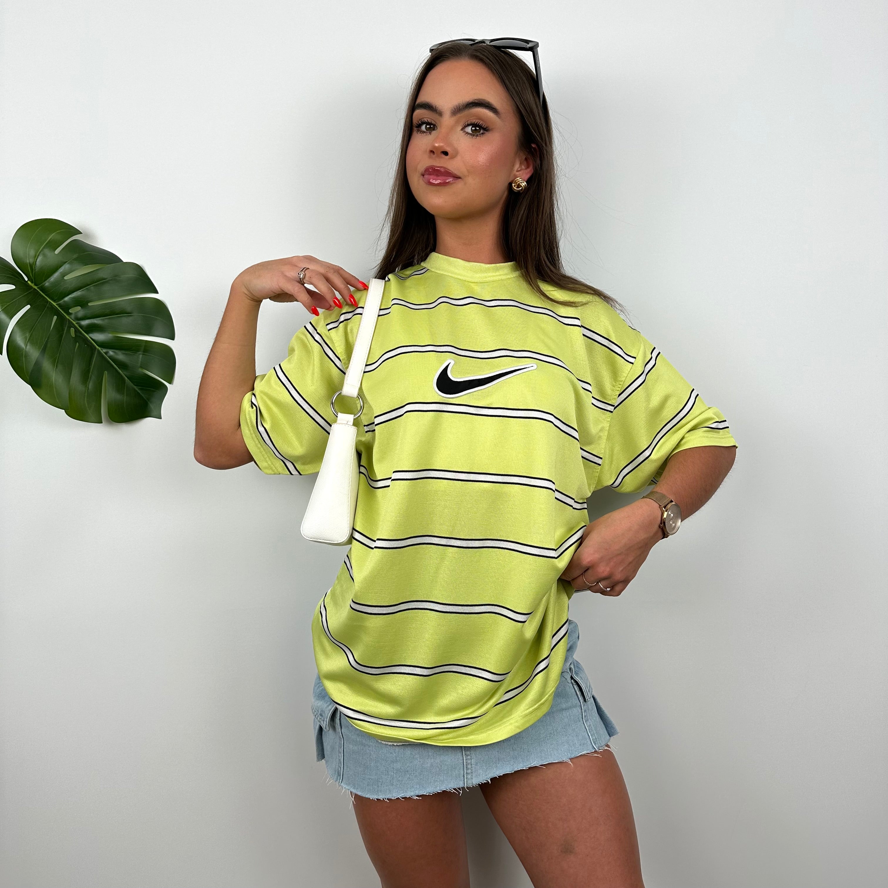 Nike RARE Lime Embroidered Centre Swoosh T Shirt (M)