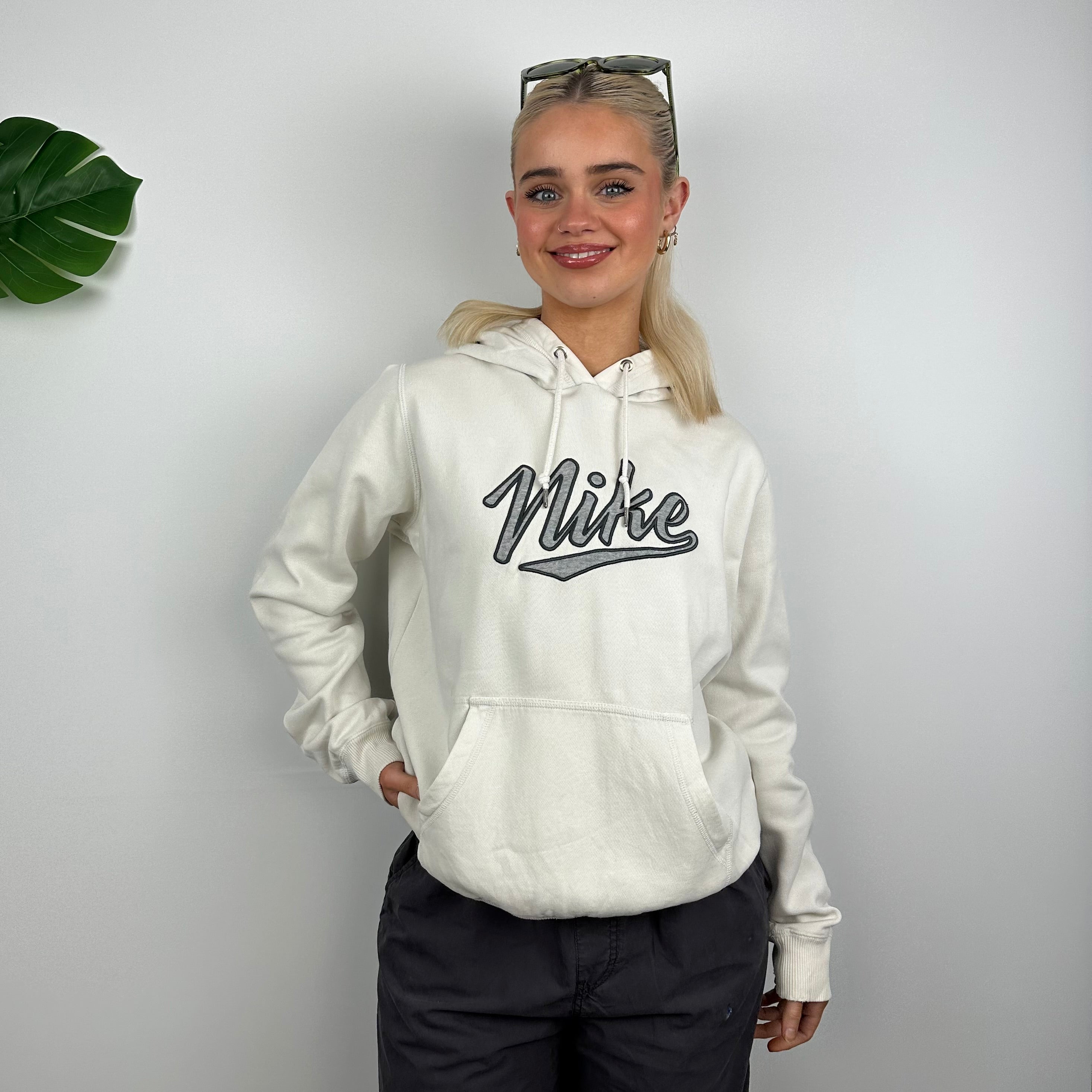 Nike White Embroidered Spell Out Hoodie (M)