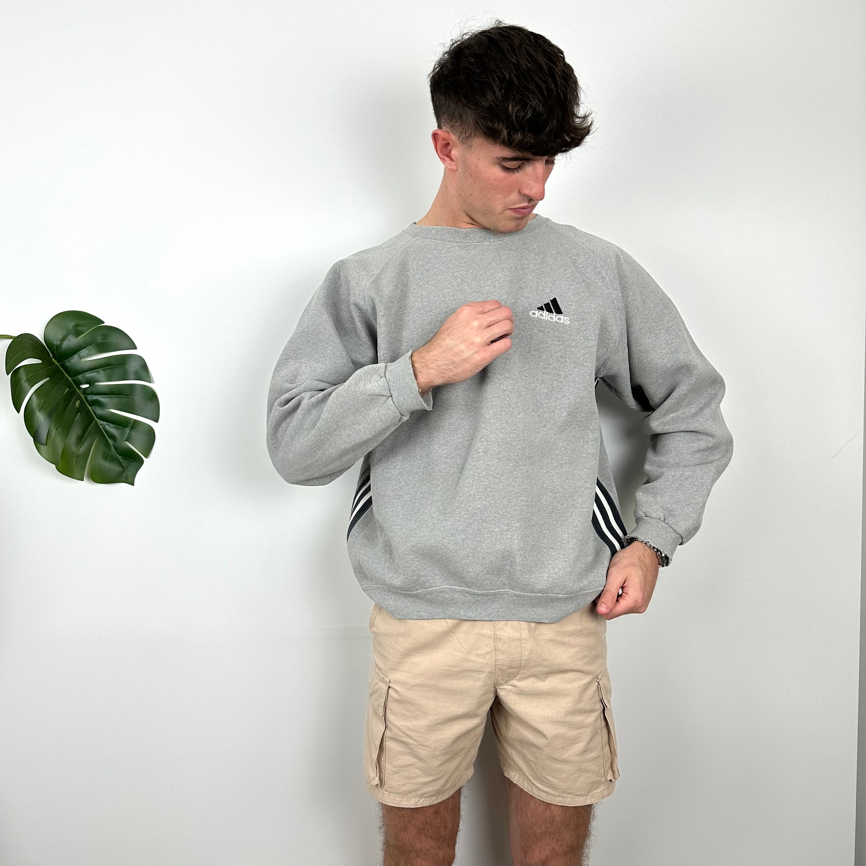 Adidas Grey Embroidered Spell Out Sweatshirt (M)