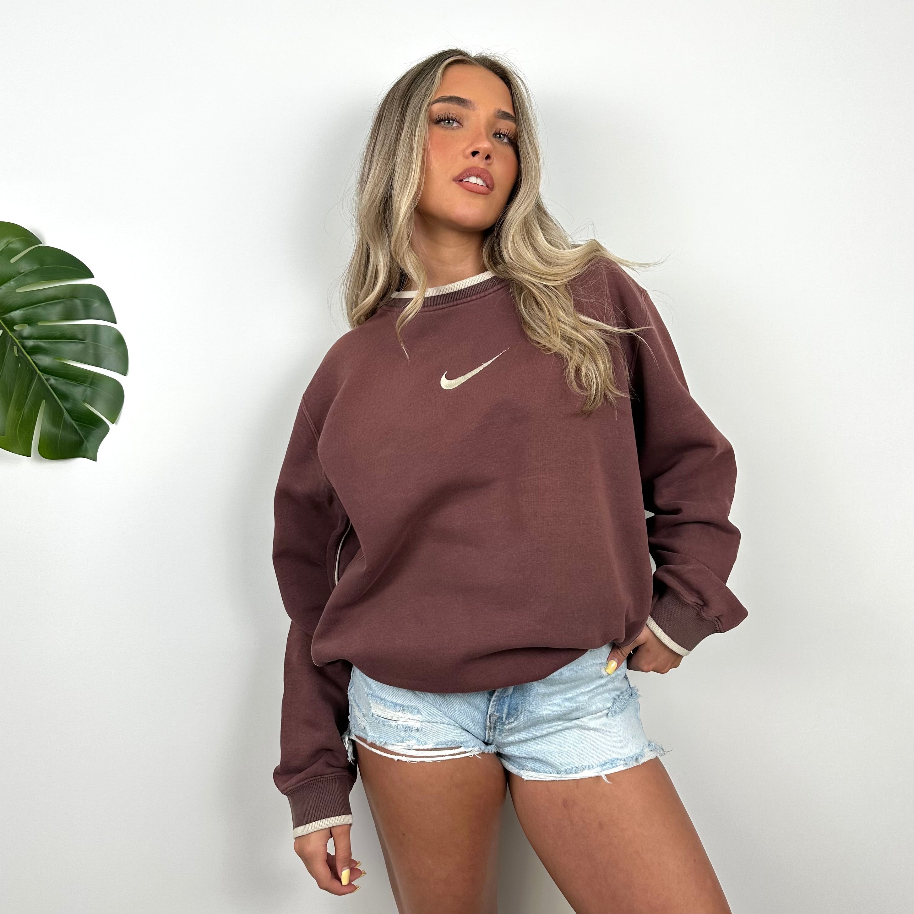 Nike Maroon Embroidered Swoosh Sweatshirt (L)